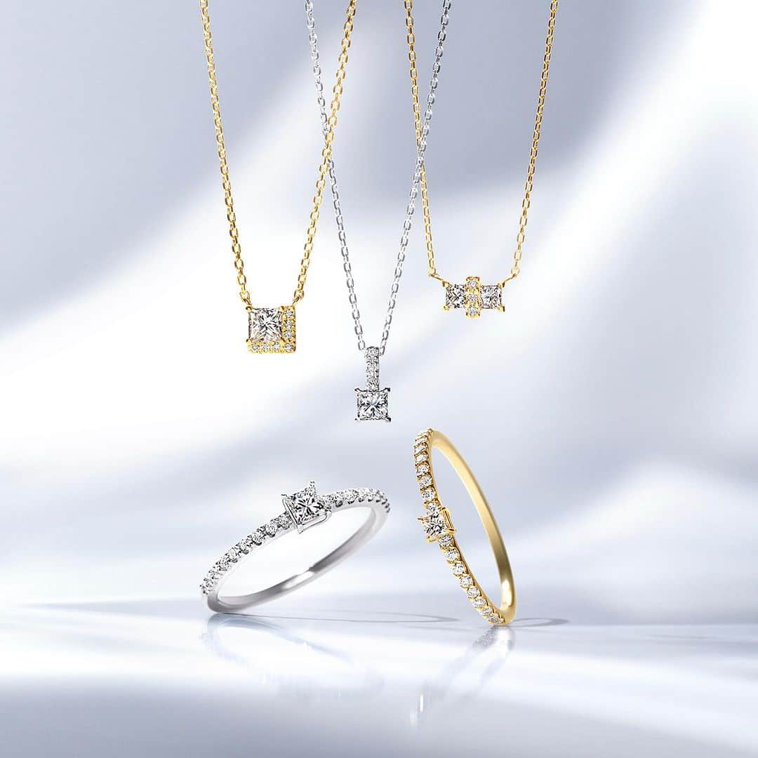 のインスタグラム：「【PRINCESS CUT DIAMOND】 古くから世界中で愛されてきた「プリンセスカット」のダイヤモンド。 モダンなスクエアフォルムがシャープでトレンド感あふれるデザイン。 アニバーサリーにも相応しいプレシャスジュエリーです。  ====  【ルミネ各店】9/14(木)～20(水) ルミネカード10％OFF！ スタージュエリー ルミネ各店(横浜・北千住・大宮)では、上記の期間中ルミネカードでのお買い上げで10％OFF！ 店頭には秋の装いに彩りを添える新作ジュエリーが豊富にラインナップ。 是非この機会にお越しください。  #starjewelry #スタージュエリー #diamond #princesscut #アニバーサリー #jewelry」