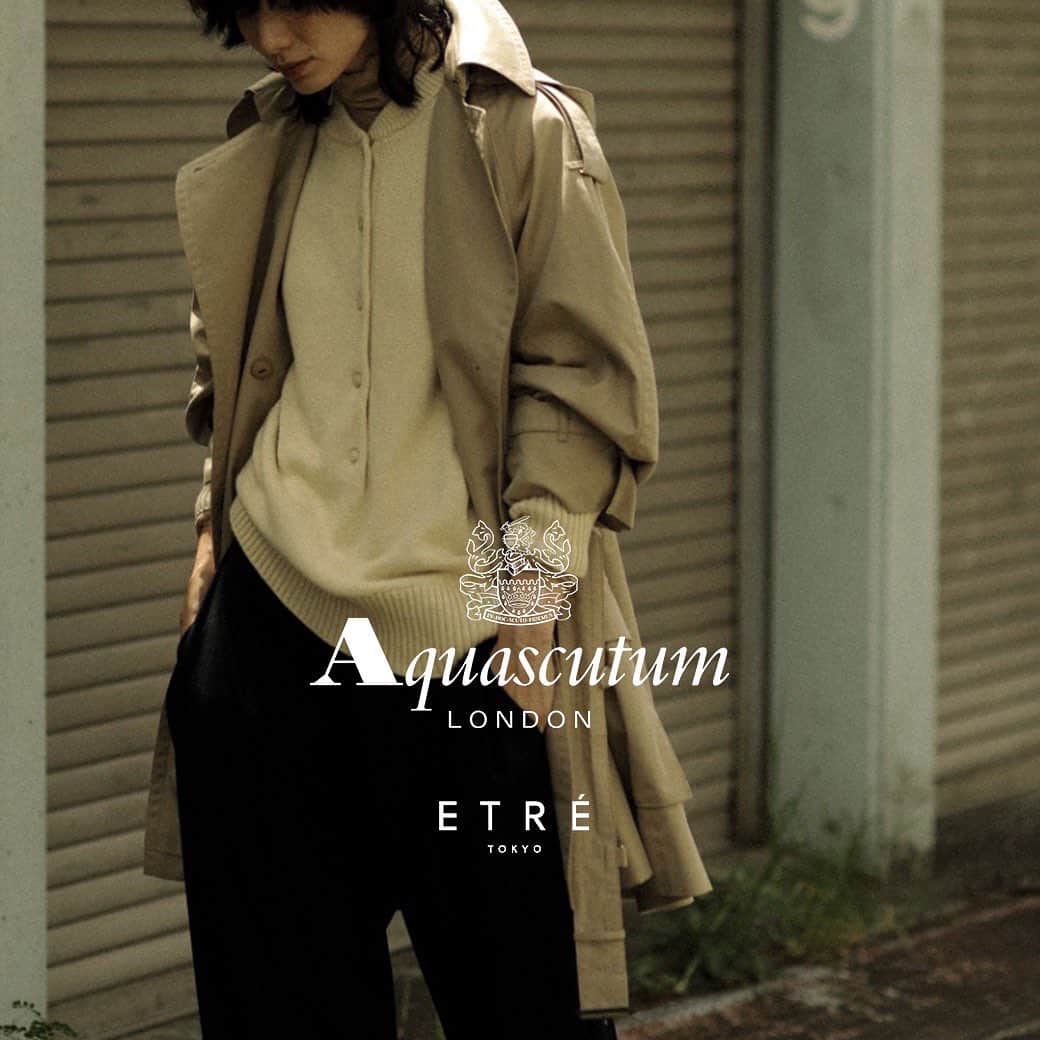 JUNNAのインスタグラム：「ETRÉ TOKYO HPにてAQUASCUTUM × ETRÉ TOKYO コラボ企画詳細が公開中です  ぜひご覧下さい♡  @aquascutum @aquascutum_japan  @etretokyo」