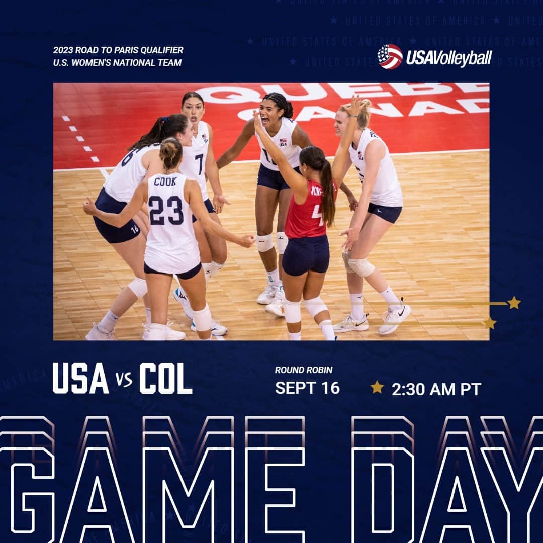 USA Volleyballさんのインスタグラム写真 - (USA VolleyballInstagram)「Let's GO USA!! 🇺🇸 💪   The U.S. Women begin play in the Road to Paris Olympic qualifier today at 2:30 a.m. PT against Colombia. You can watch live or on demand at volleyballworld.tv.」9月16日 15時09分 - usavolleyball