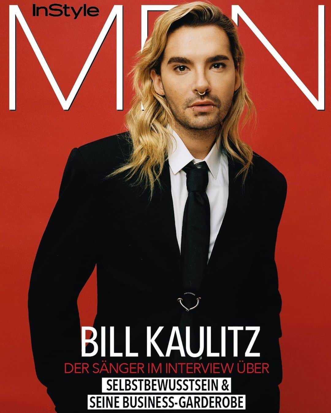 ビル・カウリッツのインスタグラム：「@TokioHotel-Sänger @BillKaulitz ist unser digitaler Cover-Star im Herbst! Neben einer 14-seitigen Fotostrecke mit dem 34-Jährigen, verrät er im Interview auf welche Pieces er bei seinen Business-Looks am liebsten setzt. 🔥 . Photo: @julianessink Photo Assistant: @jeneba_ Styling: @lunawalthercom Styling Assistant: @maraluisa.lettierie Hair & Make up: @nataliefranz1  Interview: @angela.gundolf  . #instyle #instylegermany #billkaulitz #tokiohotel #mode #fashion」