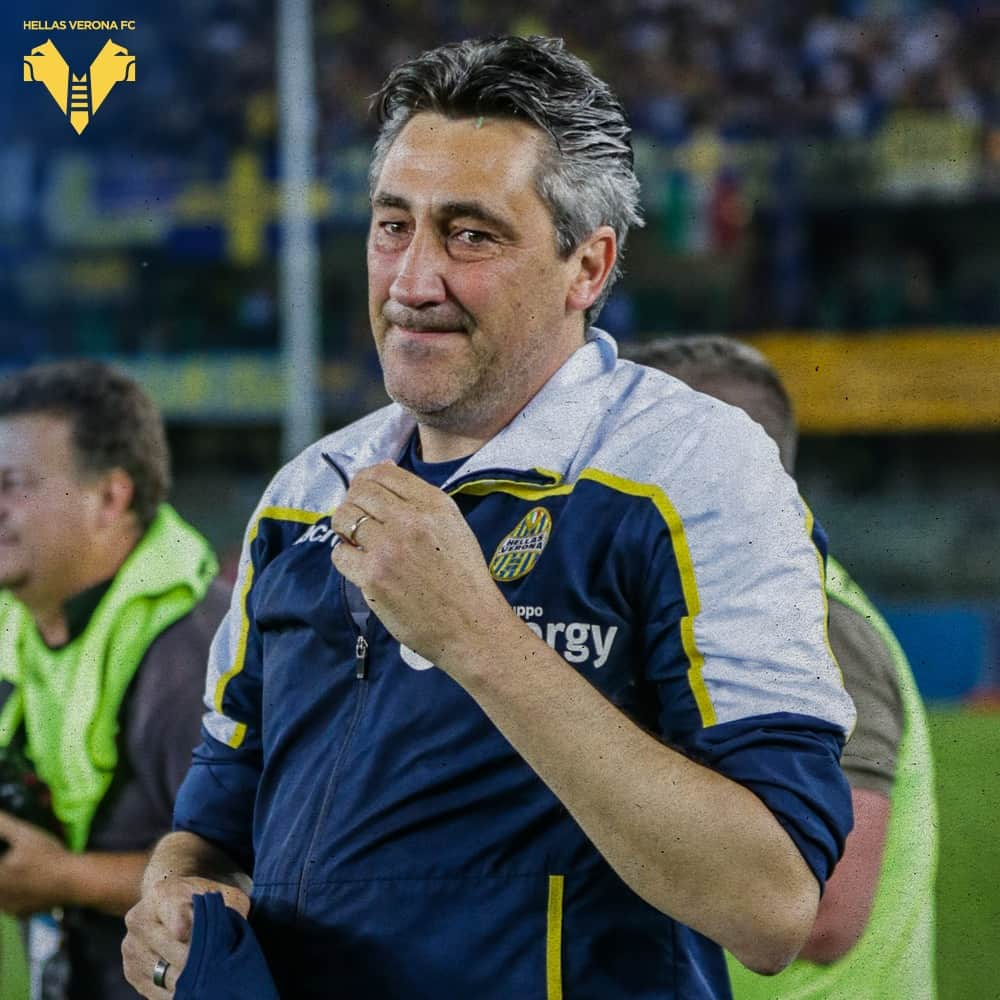 エラス・ヴェローナFCのインスタグラム：「Giocatore prima, mister poi. Tanti auguri Alfredo 🥳💛💙   #HappyBirthday #Aglietti #HVFC」