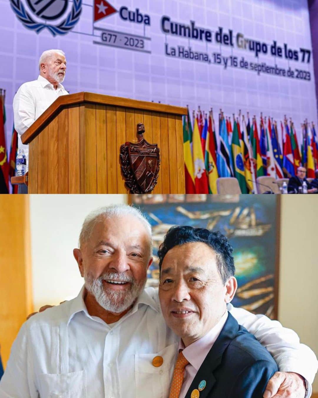 ジルマ・ルセフのインスタグラム：「O presidente Lula segue sua agenda de compromissos internacionais. Na tarde de hoje, esteve reunido com @fao , o Diretor-Geral da FAO, organização da ONU para agricultura e alimentação. Entre os assuntos discutidos destaque para o apoio e trabalho conjunto no combate à fome e as desigualdades no nosso país e no mundo. Mais uma vez, o Brasil reforça o seu compromisso com a preservação ambiental e erradicação da fome.  📸 @ricardostuckert」