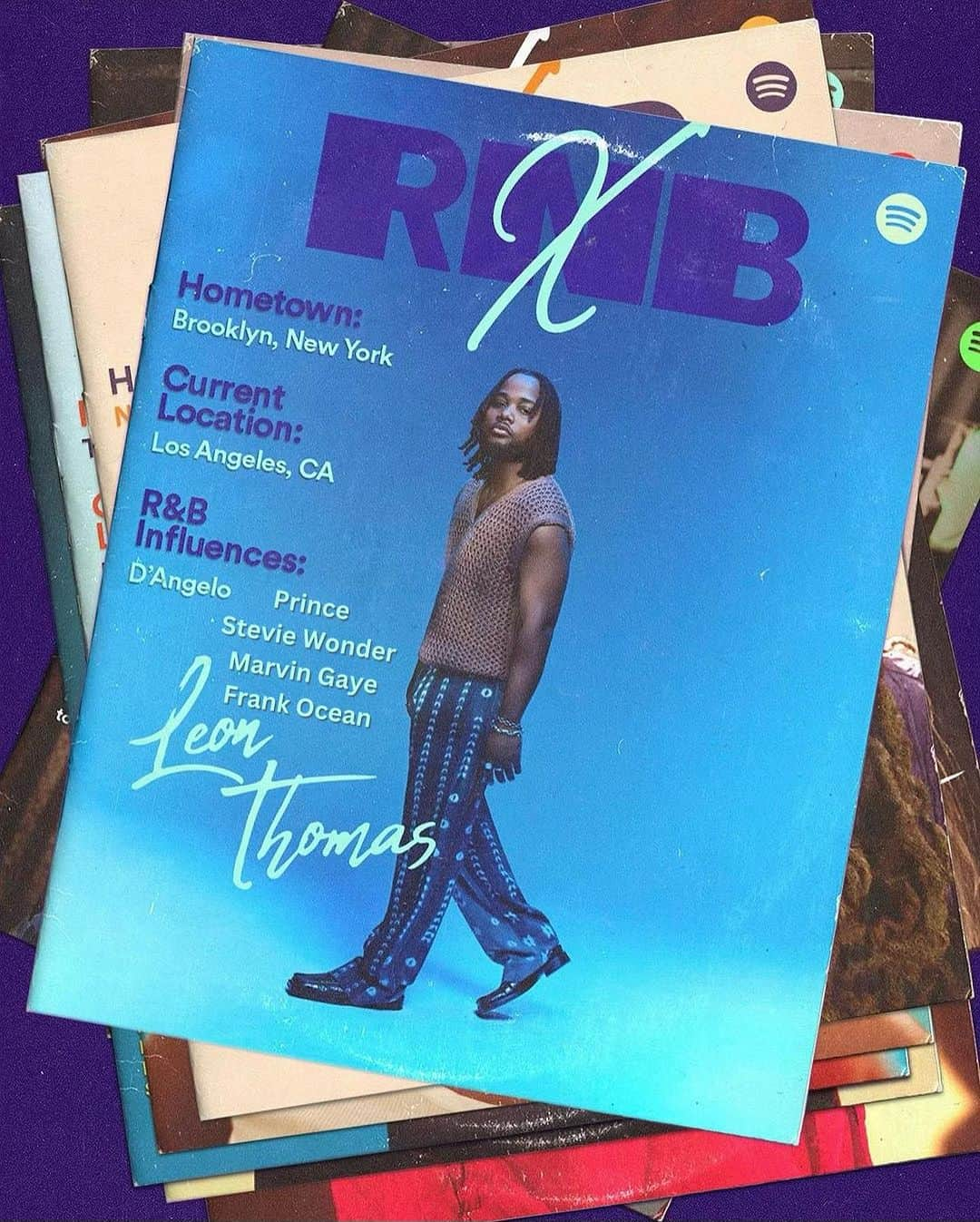 レオン・トーマス3世のインスタグラム：「Thank you @Spotify for including me in RNBX! Definitely an honor to be mentioned along side other great RNB artist.  I didn’t get a chance to include the rest of my influences, but my sound wouldn’t be the same without Prince, Stevie Wonder, Marvin Gaye, and Frank Ocean!」