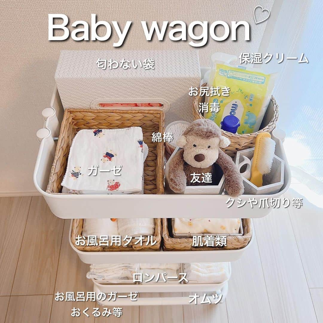 伊藤りかさんのインスタグラム写真 - (伊藤りかInstagram)「． Welcome Baby♡ 今日は、家中お掃除して赤ちゃんを迎える準備と 私が入院中に息子が忘れ物なく 幼稚園に行けるよう準備をしておいた〜👦🏻♩ * ２人目にして作ってみたベビーワゴン…🛒💫 ストーリーに載せたら質問頂いたのでサクッと🫱🏻‍🫲🏼 特にインスタ映えもしてないけど、 使いやすさとコスパ重視でまとめてみました🥰🌼 * すでに腰痛がひどいので…(笑) これで少しでも楽にお世話出来ると嬉しい🌙💤 * もうすぐ38週なので、本当に言うてる間に✊🏻💕 * #男の子ママ #兄弟ママ #妊婦 #ベビーワゴン #ベビーワゴンの中身 #出産準備 #妊娠10ヶ月 #臨月 #臨月妊婦 #臨月の過ごし方 #妊娠後期 #マタニティ記録 #マタニティ生活 #マタニティファッション #マタニティコーデ #マタニティライフ #伊藤りか #snsクリエイター」9月16日 21時00分 - rrrika.i