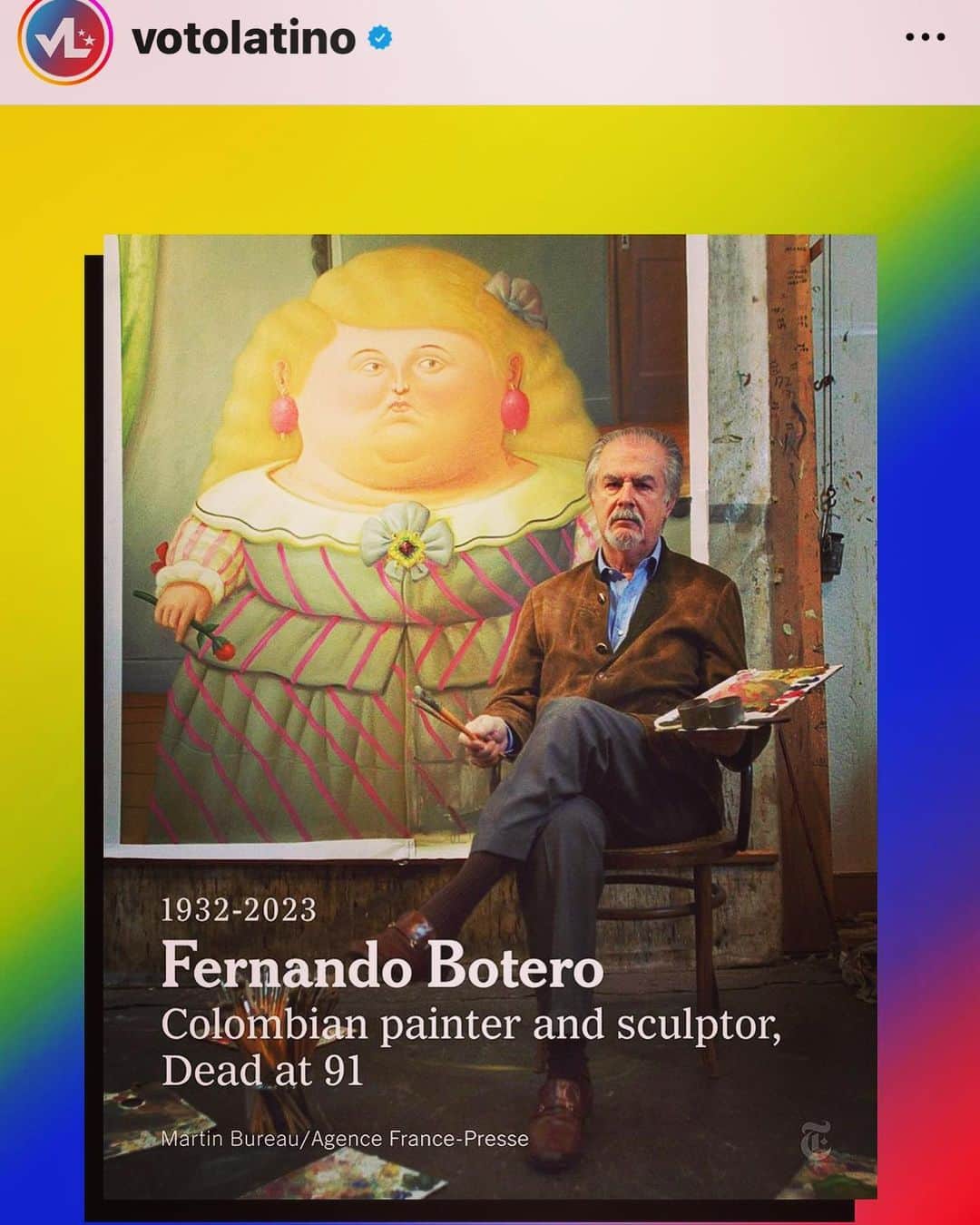 ジョン・レグイザモのインスタグラム：「Rest in peace ✌🏽 great master artist! #botero」