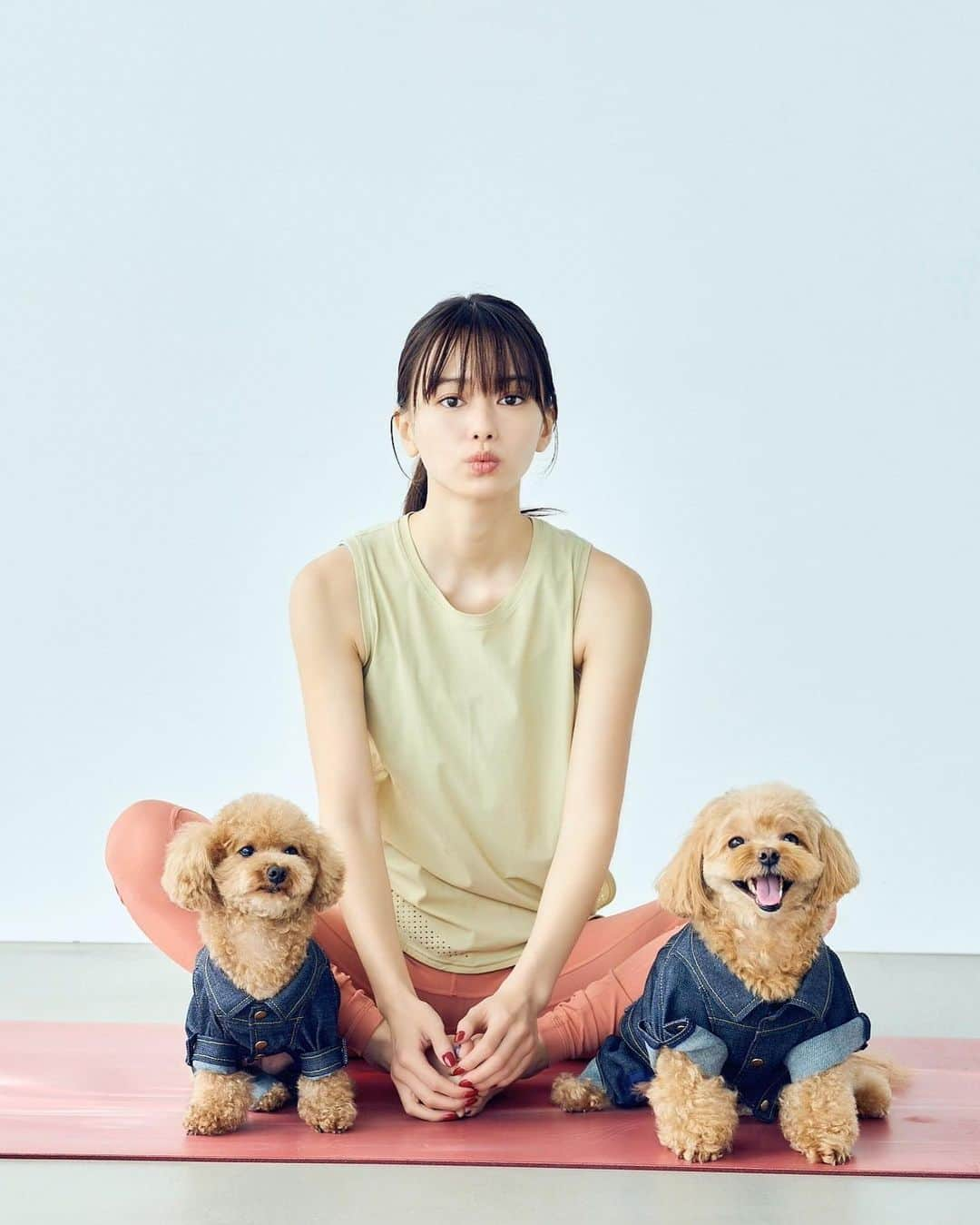 山本舞香のインスタグラム：「🐶ドッグヨガ 🐶ドッグマッサージを教わりました🧘🏻‍♀️  @maquia.magazine」