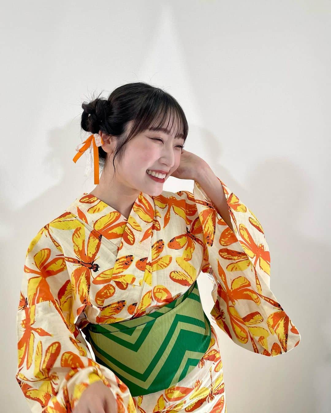 段原瑠々のインスタグラム：「👘  エムオンの番組で着た浴衣☺️  今年浴衣着れてうれしかったな〜    #エムオン #浴衣 #juicejuice #段原瑠々」