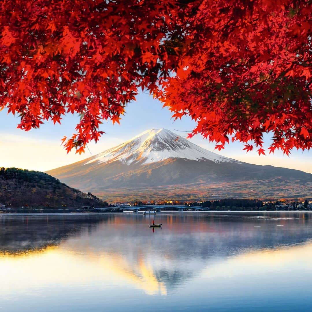 Discoveryさんのインスタグラム写真 - (DiscoveryInstagram)「So serene 🍁  You'd never guess this view of Mt. Fuji over #Kawaguchiko Lake is just miles from Tokyo, the world's largest city.   #Japan」9月16日 23時00分 - discovery