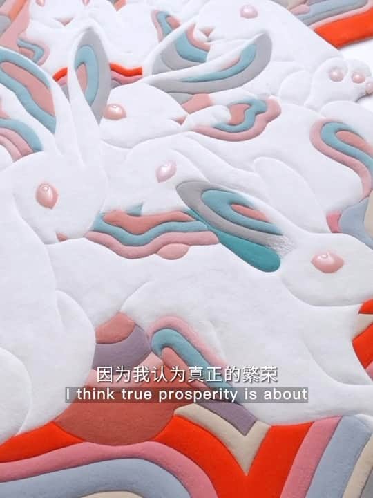 ジェームス・ジーンのインスタグラム：「Behind the scenes of the creation of Posterity, now on view at @art021_official with @galleryallart in Shenzhen ✨🐇🌙」