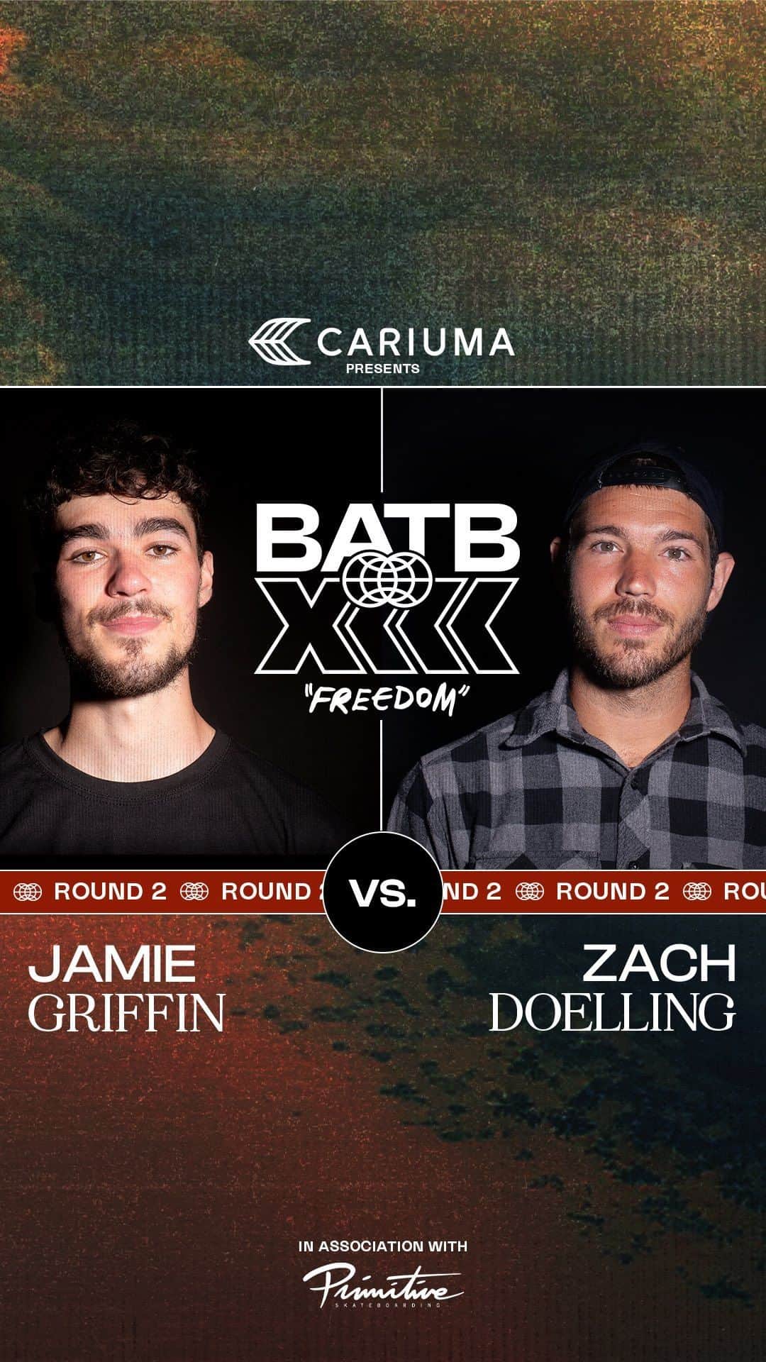 The Berricsのインスタグラム：「The reigning BATB 12 Champion @_jamiegriffin goes up against Fight Night winner @zachdoelling in Round 2 of BATB 13: Freedom, presented by @cariumaskateboarding. Who’s going to Round 3?  Hit the link in bio to watch @_jamiegriffin & @zachdoelling go head to head in round 2 now playing on TheBerrics.com #skateboardingisfun #berrics #batb13   *Autographed Jamie Griffin and Zach Doelling Round 2 BATB 13: Freedom Finals Night Ticket Boards are available now in The @berricscanteen ! @cariumaskateboarding @primitiveskate」