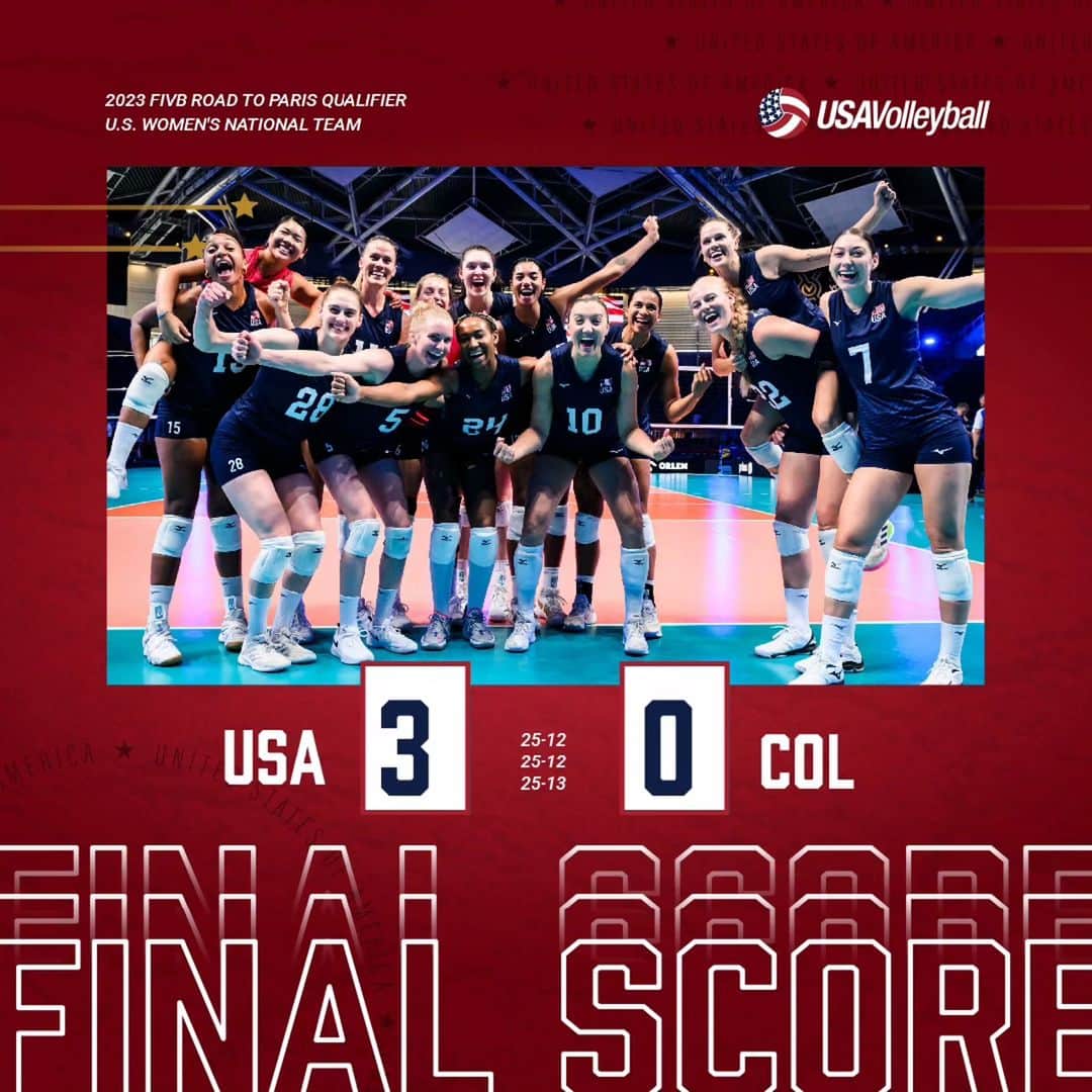 USA Volleyballさんのインスタグラム写真 - (USA VolleyballInstagram)「One down! ☝️ The U.S. Women's Team 🇺🇲 swept Colombia 🇨🇴 3-0 (25-12, 25-12, 25-13) on Saturday in their first match of the FIVB Road to Paris Olympic Qualifier.  The team left a space for setter Micha Hancock, who is out with a concussion.  Story and stats to come」9月17日 1時46分 - usavolleyball