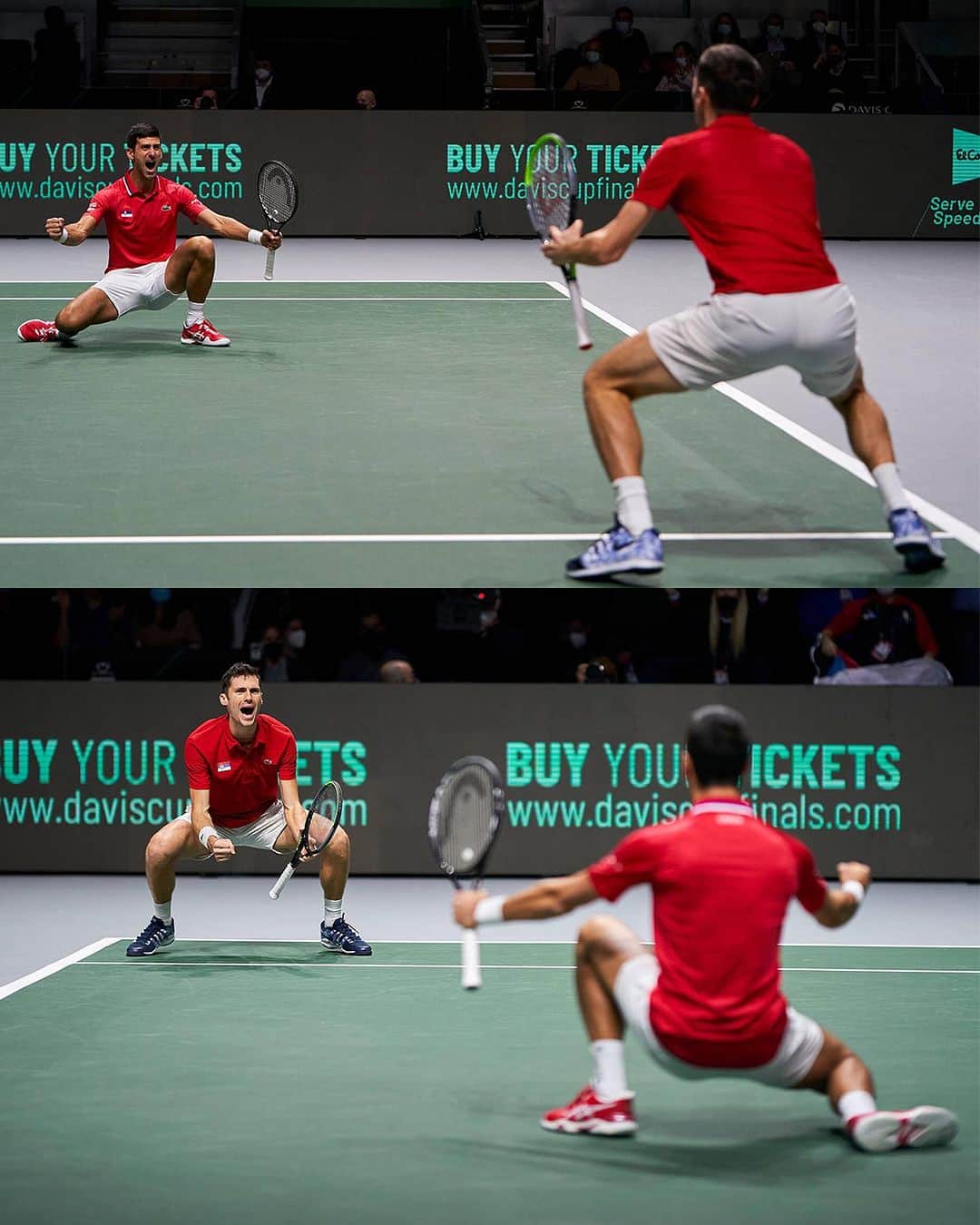 ノバク・ジョコビッチのインスタグラム：「@djokernole is back in #DavisCup doubles action 🤩   Novak Djokovic & Nikola Cacic will play Adam Pavlasek & Tomas Machac.」