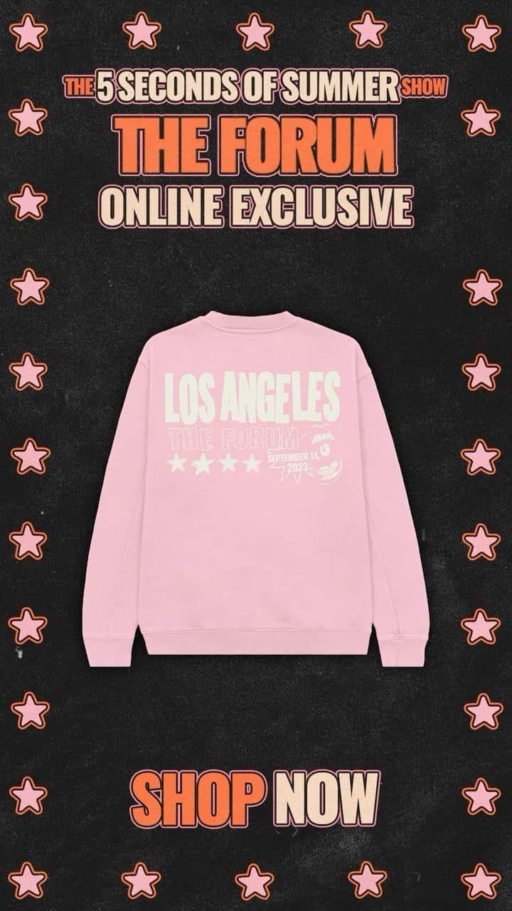 5 Seconds of Summerのインスタグラム：「Exclusive LA show merch is live in the tour store now, and there’s a saucy surprise for certain orders…! 🌭🌭 details at tourstore.5sos.com」