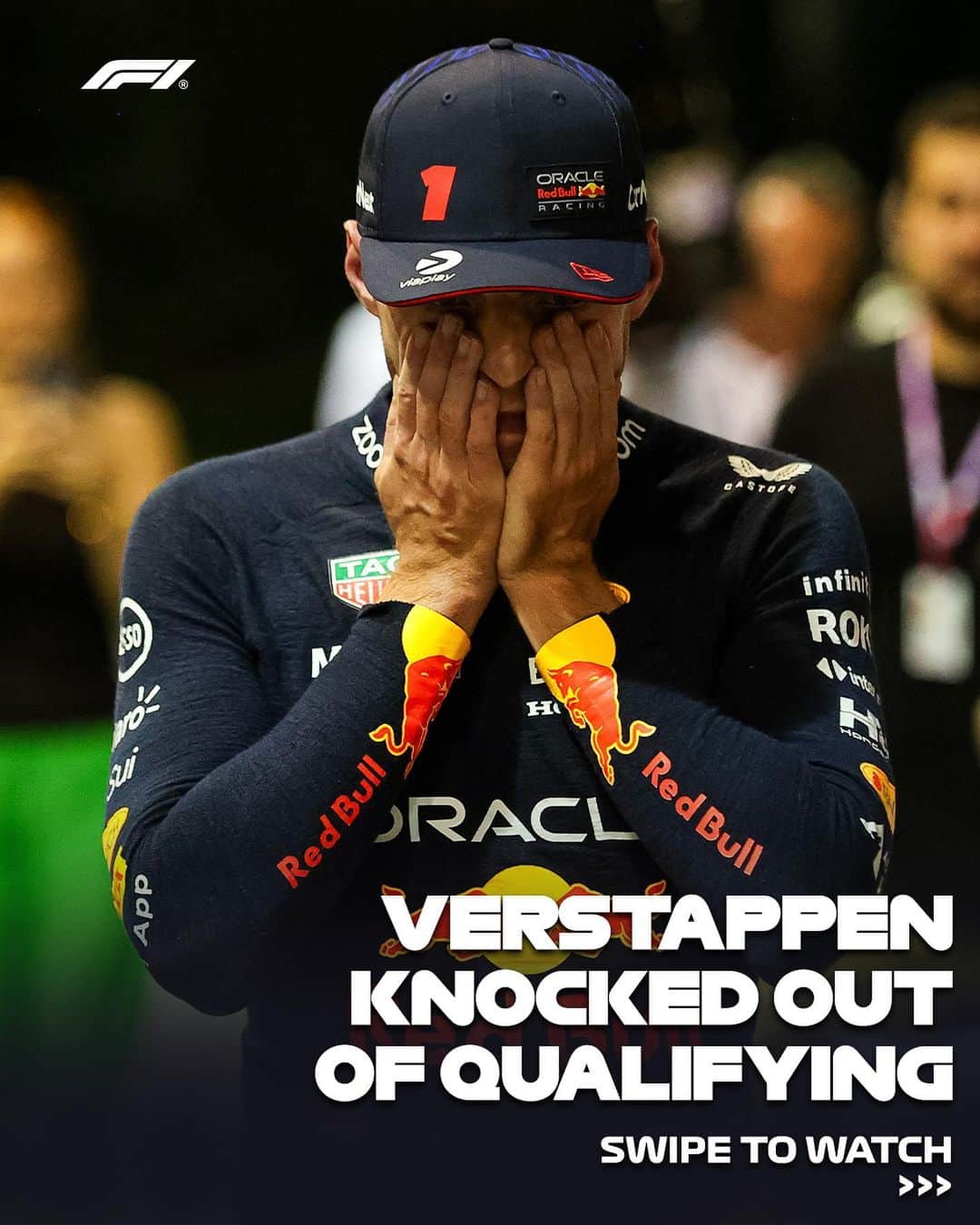 F1のインスタグラム：「Max Verstappen is knocked out in Q2 by rookie Liam Lawson   #F1 #Formula1 #SingaporeGP」