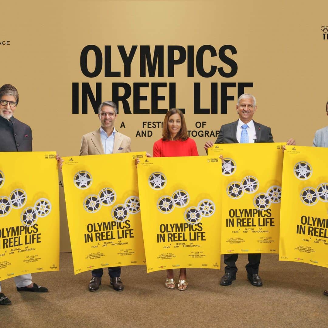 アミターブ・バッチャンさんのインスタグラム写真 - (アミターブ・バッチャンInstagram)「So pleased to unveil the poster of “Olympics in Reel Life-A Festival of Films and Photographs”-presented by Film Heritage Foundation in partnership with the Olympic Museum with Abhinav Bindra - Olympic gold medalist, Aparna Popat - two-time Olympian and badminton champion, M.M. Somaya - three-time Olympian and member of the hockey team that won the gold at the 1980 Moscow Olympics and Shivendra Singh Dungarpur, Director of Film Heritage Foundation.  Olympics in Reel Life - A Festival of Films and Photographs is a first-of-its-kind festival that will take place in Mumbai from October 1 - 7, 2023 and in Delhi from October 7 - 14, 2023 in collaboration with BookASmile - the charity initiative of BookMyShow, BMC, UNESCO Creative Cities Network, Qube Cinema Technologies, and Abhinav Bindra Foundation, partnered by the National Centre for the Performing Arts (NCPA) in Mumbai and India International Centre (IIC) in Delhi and produced by Hyperlink Brand Solutions.  The unique festival will have 3 strands which will include: a festival of 33 Olympic films by renowned filmmakers including Kon Ichikawa, Milos Forman, Leni Riefenstahl and Carlos Saura and 10 series from the Olympic Channel; Olympism Made Visible – selected works from an Olympic Museum international photography project to explore the role of sport in society and as a catalyst for social development and peace by renowned photographers Poulomi Basu, Dana Lixenberg, Lorenzo Vitturi; and India’s journey at the Olympics showcased through iconic photographs that will shine a spotlight on Indian sportspersons at the Olympic Games over decades that will be displayed at prime locations across Mumbai in a tie-up with the BMC.  Highlights of the festival include the unveiling of Poulomi Basu’s stunning photographs recently shot in Odisha being displayed to the public for the first time and workshops to be conducted by celebrated photographers Dana Lixenberg and Lorenzo Vitturi who will be travelling to Mumbai for the event. Dana Lixenberg and Lorenzo Vitturi will also participate in a conversation with acclaimed Indian photographers Sooni Taraporevala and Sunhil Sippy at a special event.」9月17日 13時32分 - amitabhbachchan