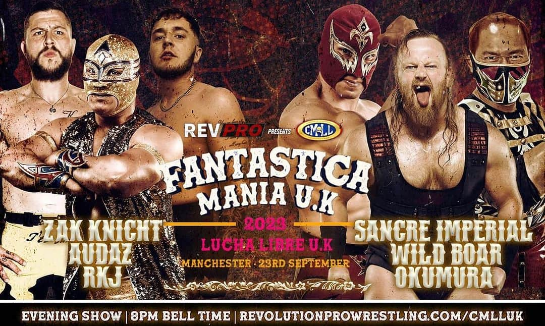 奥村茂雄さんのインスタグラム写真 - (奥村茂雄Instagram)「RevPro Presents CMLL Fantastica Mania UK 2023 in Manchester on September 23rd at the evening show (8:00 pm) / Ricky Knight Jr, Zak Knight & Audaz Vs. Okumura, Wild Boar & Sangre Imperial.  - - #revpro #cmll #fantasticamaniauk #manchester #uk」9月17日 7時45分 - okumuracmll