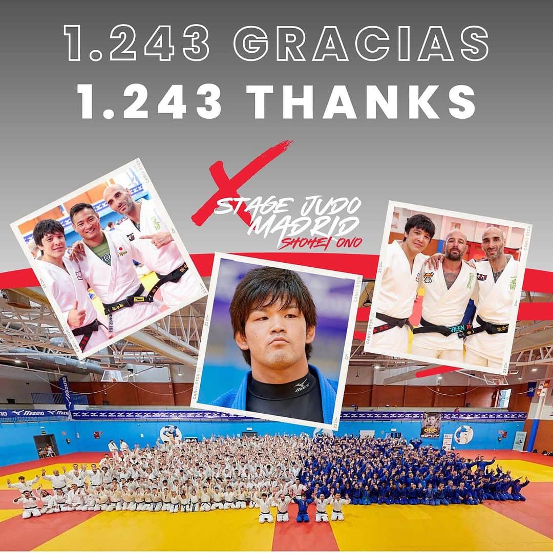 海老沼匡のインスタグラム：「❌STAGE JUDO MADRID 2023❌Una semana he necesitado para analizar y asimilar lo que paso en el @stagejudomadrid 2023. DATOS: ❇️1243 participantes‼️ ❇️Representantes de 22 países. ❇️Presencia de todas las CC.AA de España. ❇️Medallistas olímpicos y mundiales. 🤯UNA PU7A LOCURA‼️ ⚠️RECORD🇪🇸STAGE CON + JUDOKAS en una sesión de entrenamiento en la historia de España (yo no he visto nunca ni en Europa, ni en el mundo el número de judokas que vi en nuestro tatami en estos días 🤐) Socio(@kiyoshi_uematsu ) hace 10 años hablamos de un proyecto, algo nuestro, algo que aportar al Judo español. Una década demucho trabajo, ilusiones, dificultades, zancadillas, sudor (físicmental), inversión de tiempo y dinero, podemos decir que, ¡lo hemos conseguido! Cada año convertimos en realidad las ilusiones de muchos judok@s trayendo a sus ídolos y poniéndoles al alcance de todos nuestros participantes. Tenemos un producto tan bonito que nadie se lo quiere perder. Gracias Kio por tu lealtad, confianza y amistad. Gracias a ti y a otros(no muchos) aún sigo creyendo en  los valores de nuestro deporte. Y en la amistad.Sigamos diez años más a ver qué pasa 🤝🏼😝. Sin duda, hay dos culpables del éxito de este stage: 🇯🇵SHOHEI ONO @ono0203 🇯🇵 gracias por tu Judo, por enseñarnos que no hay grandes secretos en nuestro deporte, solo hay que invertir 7 horas diarias, 6 días a la semana, de toda una vida. Gracias por venir a España como primer stage después de tu retirada y hacer a mi país parte de la historia de una leyenda como tú. Y sobre todo, gracias personalmente por hacer realidad un sueño personal, tener a uno de mis judokas favoritos en mi casa GRACIAS ONO SAN ☝🏽🥋🫵🏽. 🇮🇹ELIO VERDE @elioverde 🇮🇹 El mio fratello!🤌🏽Gracias por estar , gracias por todo(tu ya me entiendes🙏🏻) pero sobre todo gracias por enamorarnos con tu Judo y tu personalidad. Jamas olvidaré lo que hiciste por acompañarme 🫡❤️🫵🏽. Mil gracias  a @masashi_ebinuma ,eres ejemplo para todos de lo que debe ser un judoka 🥹❤️🫵🏽 Y x supuesto gracias Mingo,Rafita,Javi,Ari,Malin,Amador,Piñe,Urqui a todo el @ajmjudo , sponsors y judokas de todo el mundo 🌍 ❤️GRACIAS POR VENIR ❤️➡️STAGE JUDO MADRID 2024⬅️HA-JIME‼️ #judo」