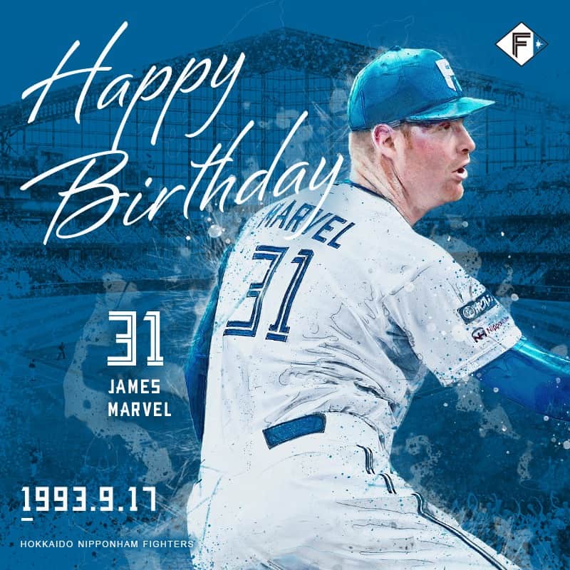 のインスタグラム：「きょうは #ジェームスマーベル 投手の誕生日です🎂 おめでとうございます👏 #lovefighters #HappyBirthday  選手名鑑 👉https://www.fighters.co.jp/team/player/detail/2023_00001679.html」