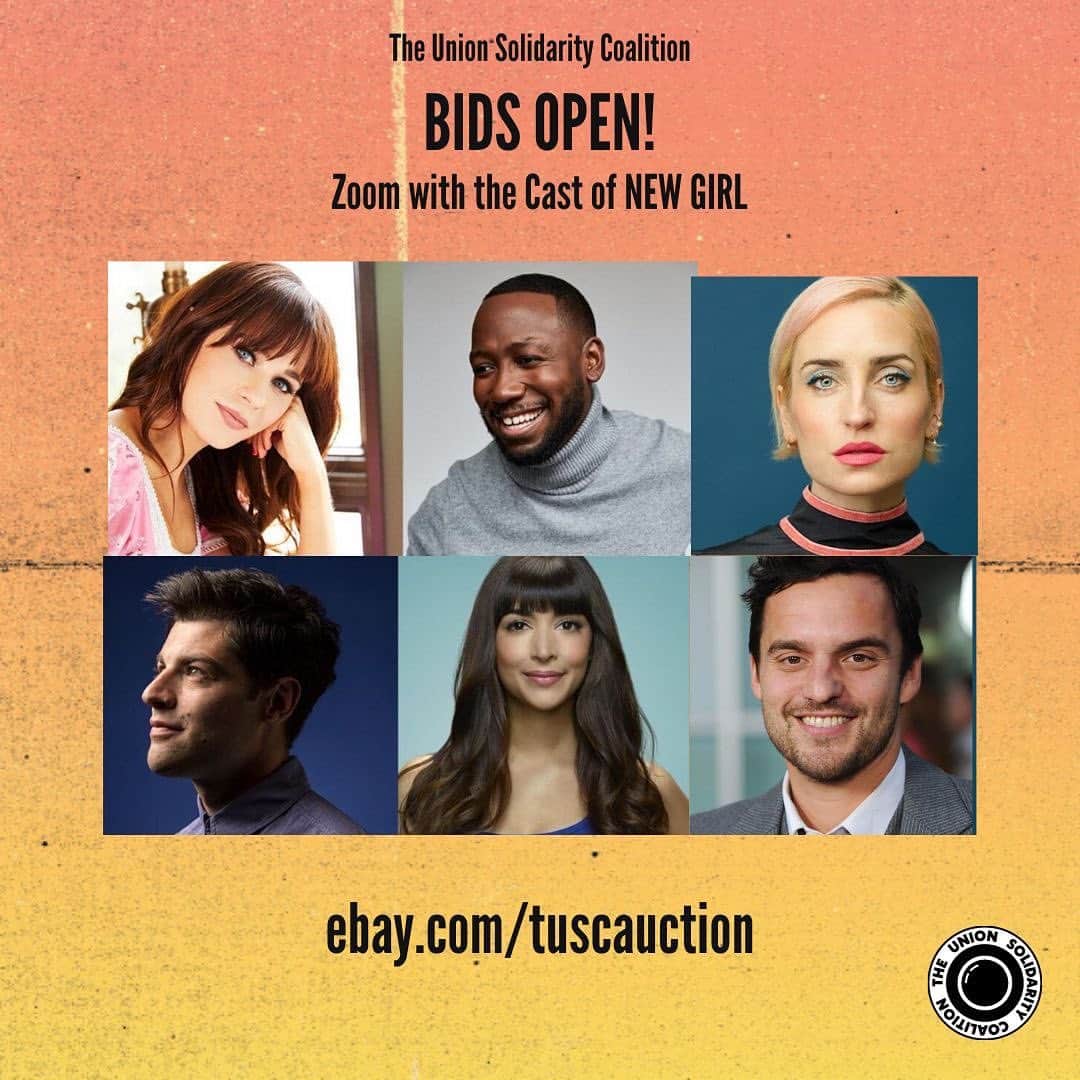 ハンナ・シモンのインスタグラム：「DO YOU DREAM OF BEING LOCKED IN A ROOM WITH THE CAST OF NEW GIRL. Seems insane but what is the internet for if not to make crazy things happen…. so let’s get weird.  Come hang out with the gang and I in our zoom loft!! All proceeds go towards crew healthcare thanks to The Union Solidarity Coalition @tusctogether 🤍   Auction is live on eBay!  Link in my bio.  See ya there… #4D4life」