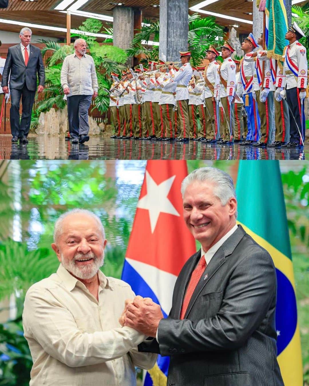 ジルマ・ルセフのインスタグラム：「O presidente Lula esteve com o presidente de Cuba, Miguel Díaz-Canel, para uma reunião bilateral, após a Cúpula de Chefes de Estado e Governo do G77 + China, em Havana. Na oportunidade, foram assinados acordos de cooperação que vão ampliar a troca de tecnologias entre os dois países.  📸 @ricardostuckert」