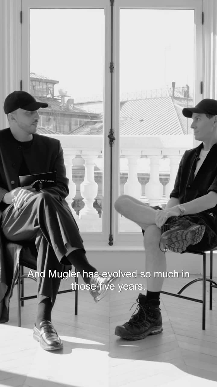 ミュグレーのインスタグラム：「In conversation with @cadwallader where we discuss Mugler and its universe, inclusivity and what it means to design for all. Watch the full interview now on YouTube.」