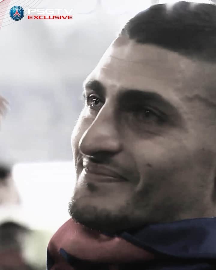 マルコス・アオアス・コレアのインスタグラム：「Un hommage et une dernière ovation au Parc des Princes très très mérité, pour une personne en or et un joueur qui a honoré les couleurs parisiennes pendant 11 saisons. Te voir jouer de très près a été un plaisir Marcolino!  Ton nom est gravé à jamais dans l’histoire du PSG et dans nos cœurs ❤️💙 @marco_verratti92  Bonne continuation piccolo, tu vas me manquer #ParisienEtMagicien」