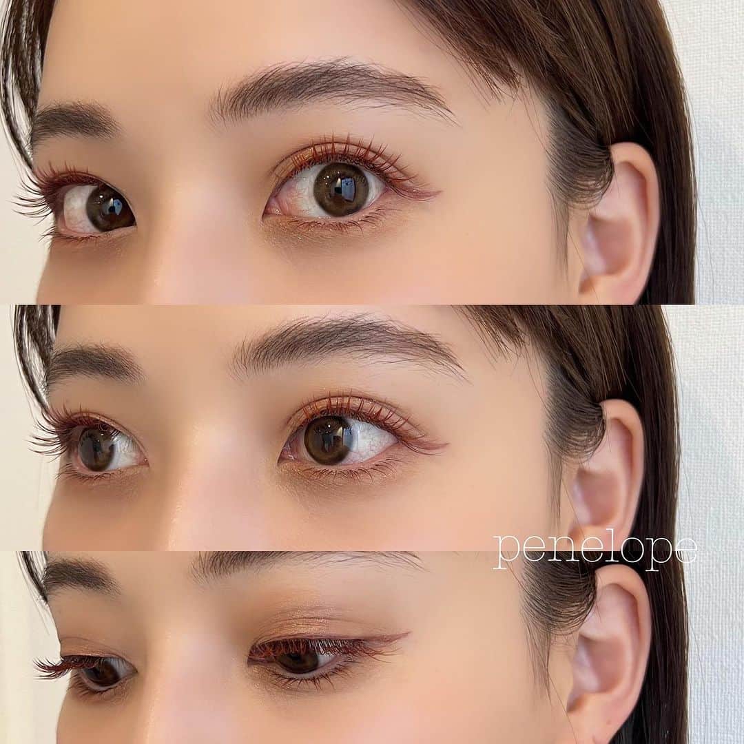 のインスタグラム：「. テラコッタ×チェリーブラウン🍒"  濃さを出しつつ色も楽しめるデザイン 上と一緒に下も同じカラーで付いてます 上/200本　下/50本  秋に向けてカラーエクステがオススメです♡ 可愛いカラーたくさんございます🤍📒  eye by 金田　@rrripo7」