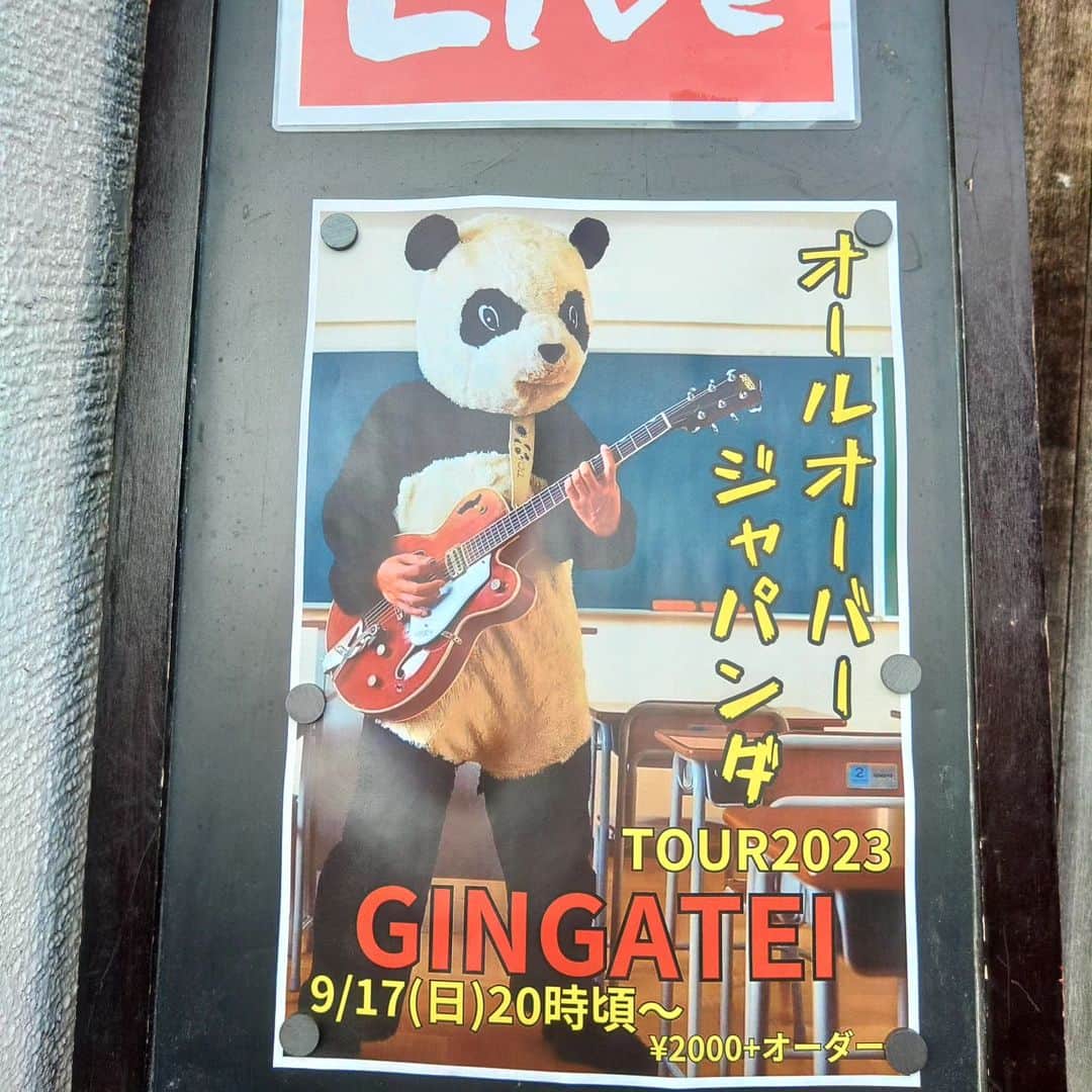 山川のりをのインスタグラム：「今夜は鹿児島の鹿屋、銀河亭にてギターパンダライブです。20時くらいから、2000円+オーダー。やっぱりワンマンショー！お近くの方は慎重に会いに来てアイニージュー！」