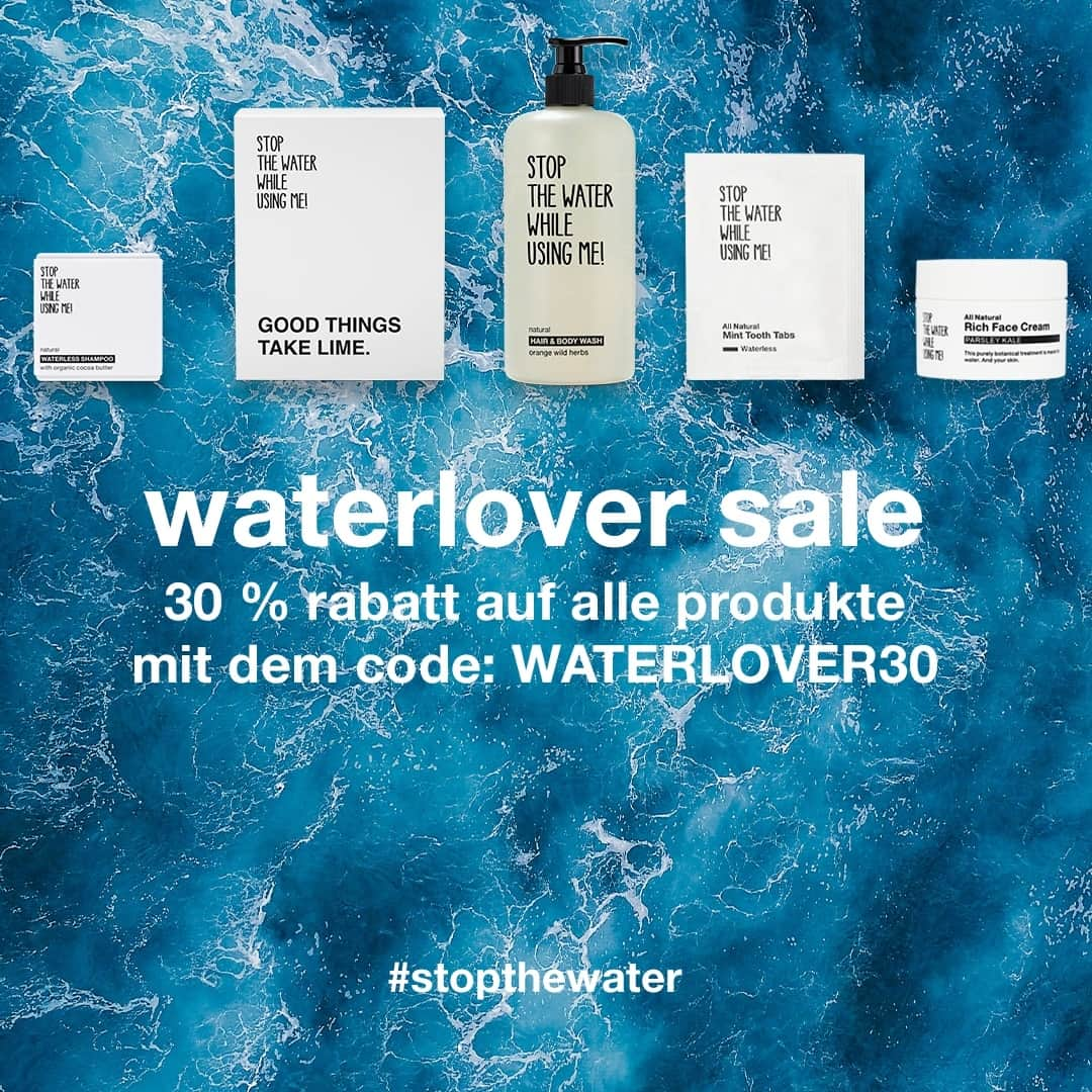 Stop The Water While Using Me!さんのインスタグラム写真 - (Stop The Water While Using Me!Instagram)「Für alle, die es bereits sind oder spätestens ab jetzt werden: Entdecke als Waterlover neue Lieblinge in unserem größten WATERLOVER SALE des Jahres und spare 30 % auf alle Produkte mit dem Code WATERLOVER30! 💙⁠ ⁠ Wie definiert sich ein Waterlover? Der Waterlover zeichnet sich nicht nur durch sein Bewusstsein für nachhaltigen Wasserverbrauch aus, sondern engagiert sich mithilfe unserer Produkte dafür, Wasser zu sparen, zu schützen und zu spenden. Denn Wasser ist die Quelle allen Lebens. Somit sind Waterlover Teil einer positiven Bewegung, die Wasser als eine wertvolle und schützenswerte Ressource betrachten und sich dafür einsetzen, diese Botschaft in die Welt hinauszutragen. 🌊⁠ ⁠ #stopthewater #stopthewaterwhileusingme #naturkosmetik #waterlover #sale」9月17日 17時55分 - stopthewater