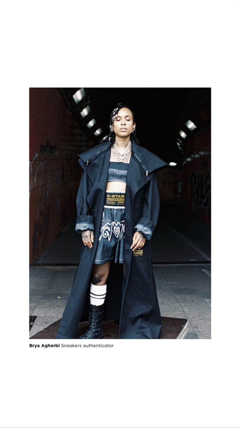 のインスタグラム：「“I wear outfits in which I feel good and stay true to myself. Sports play an important role in my life and make me who I am. Combining these elements with fashion feels good to me.” - Brya Agherbi @xxbbbxy   11+1 Club Couture  Created by G-Star RAW Captured by Sven Marquardt」