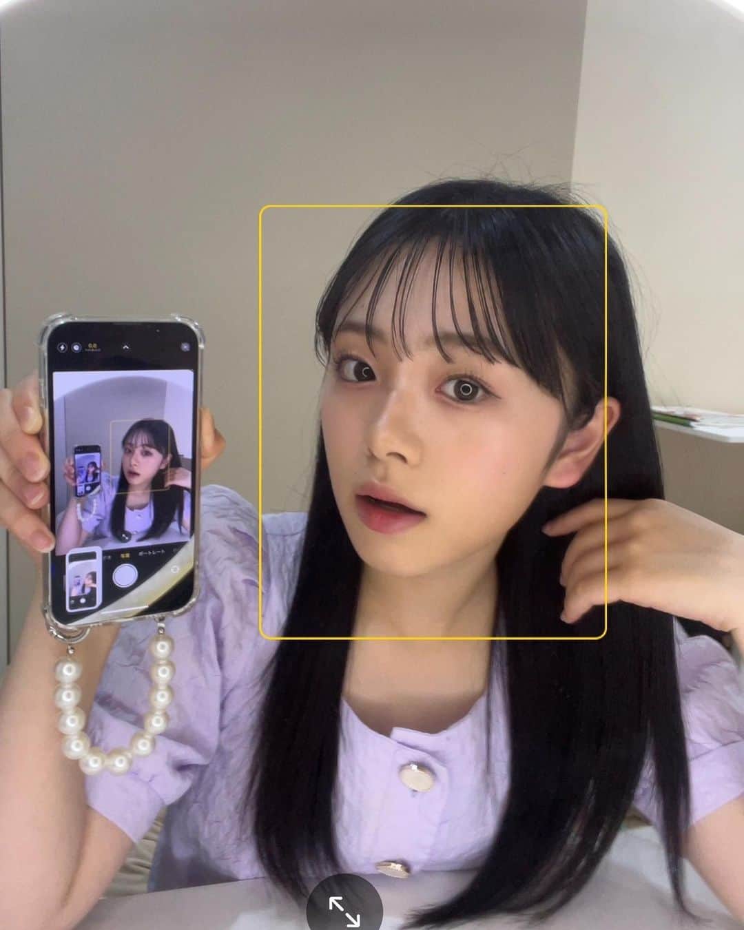 ひまひまチャンネルのインスタグラム：「🧊🧊🧊  出来てる(風)の鏡写真 ほんとに一生完成しない、笑笑  明日はお休みだね！！！💜   #ひまひまチャンネル #ひまひま #鏡」