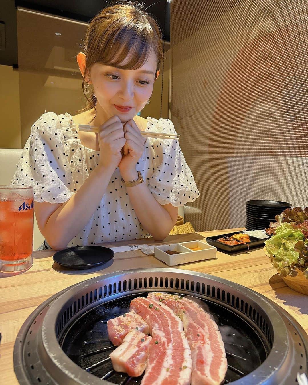 かとう唯さんのインスタグラム写真 - (かとう唯Instagram)「寒ギョプ🐒だいすき🩷  #サムギョプサル #韓国料理 #ハヌリ #2件目カフェ #喋りすぎて酸欠」9月17日 22時00分 - yuimscl0630