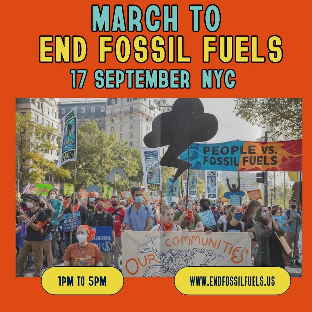 のインスタグラム：「Join us 💥TODAY💥 as we march to #EndFossilFuels in NYC! The Biden administration continues to greenlight fossil fuel extraction projects, but only a commitment to a renewable energy future will save us from the worst impacts of climate change. Make your voice heard today! Link in our bio.」