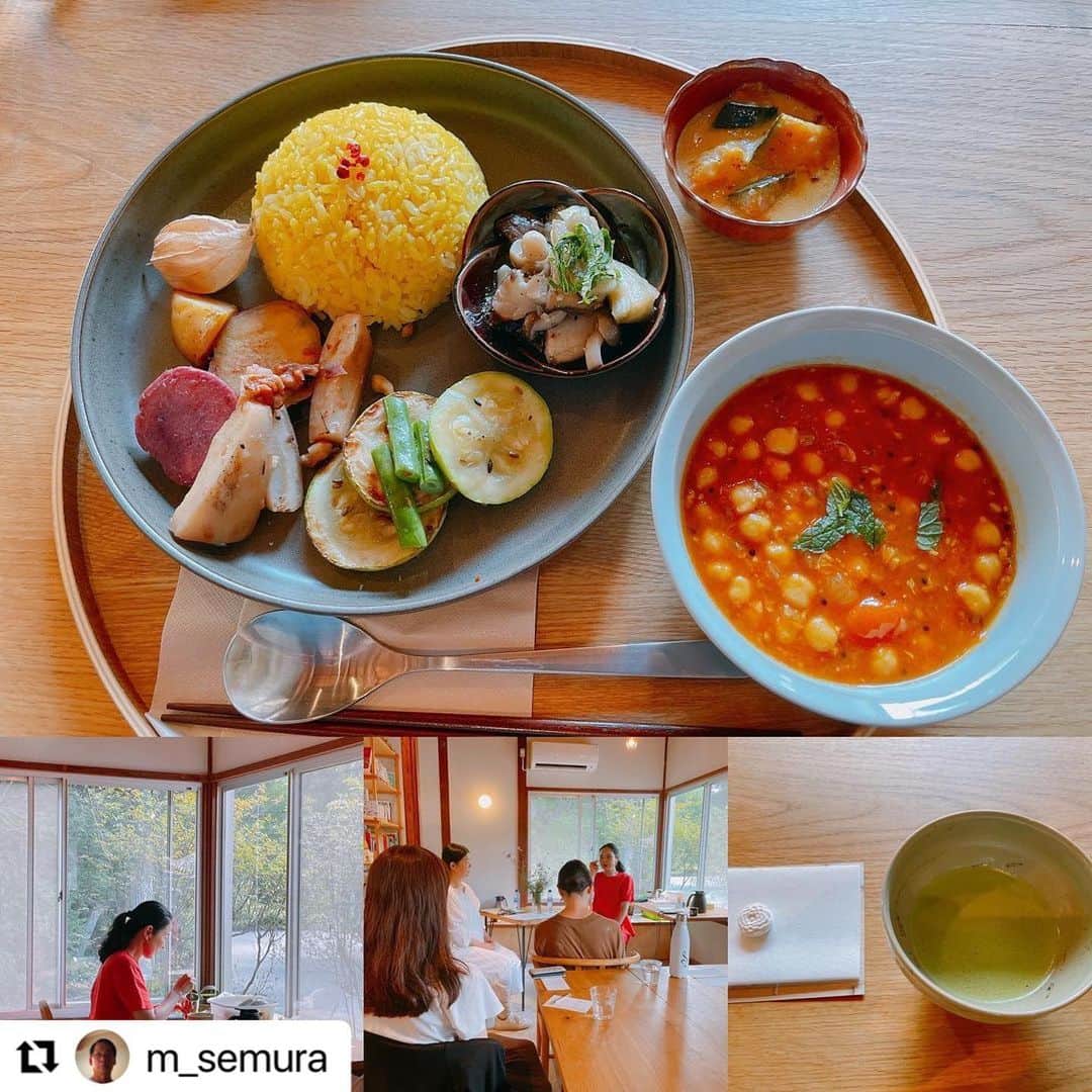 深澤里奈のインスタグラム：「#Repost @m_semura with @use.repost ・・・ アーユルヴェーダと茶の湯からの知恵@日々 ワークショップに参加。 日々さんのベジ特別料理。さすがに美味しい。 @hibi_karuizawa  #mokshaayurvedacenter  #teajourney」