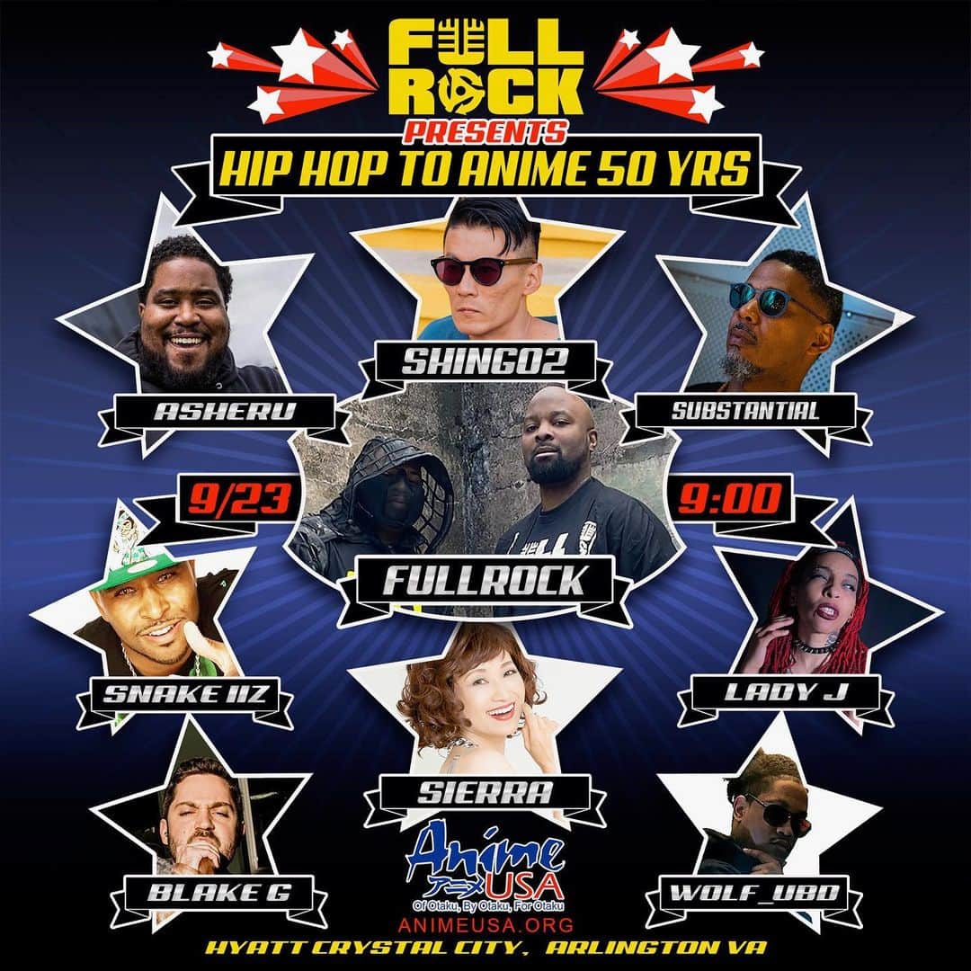 のインスタグラム：「Washington DC @animeusaconvention  9/23 sat 9pm 🎙️ will be rocking a set with @djaarock sharing bill with @substantialmusic @kingasheru_ga and many other talented performers, as well as a couple of panels... will be there with merch!」