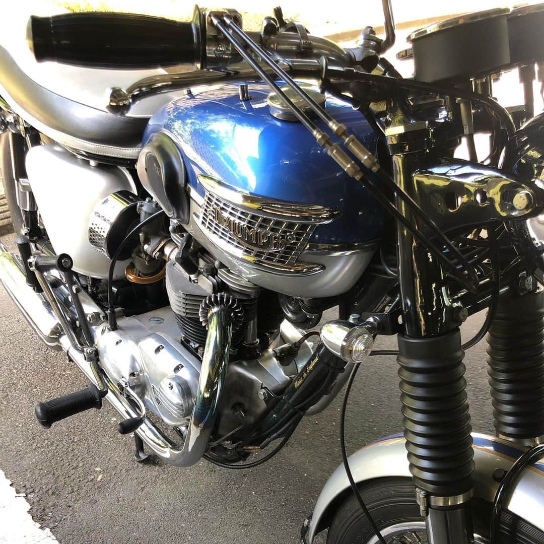 KIYOさんのインスタグラム写真 - (KIYOInstagram)「今日はボニーで出てます✨  #triumph #t120 #bonneville #650twin #britbike #britishmotorcycles #caferacer #classicmotorcycles  #classicbike #lewisleathers #madeinengland #LewisLeathers #rockers #tonupboys #triumphmotorcycles #vintagemotorcycles #トライアンフ #ボンネビル #バイクメーン #ボニー #ロッカーズ #ルイスレザー」9月18日 14時57分 - kiriko009