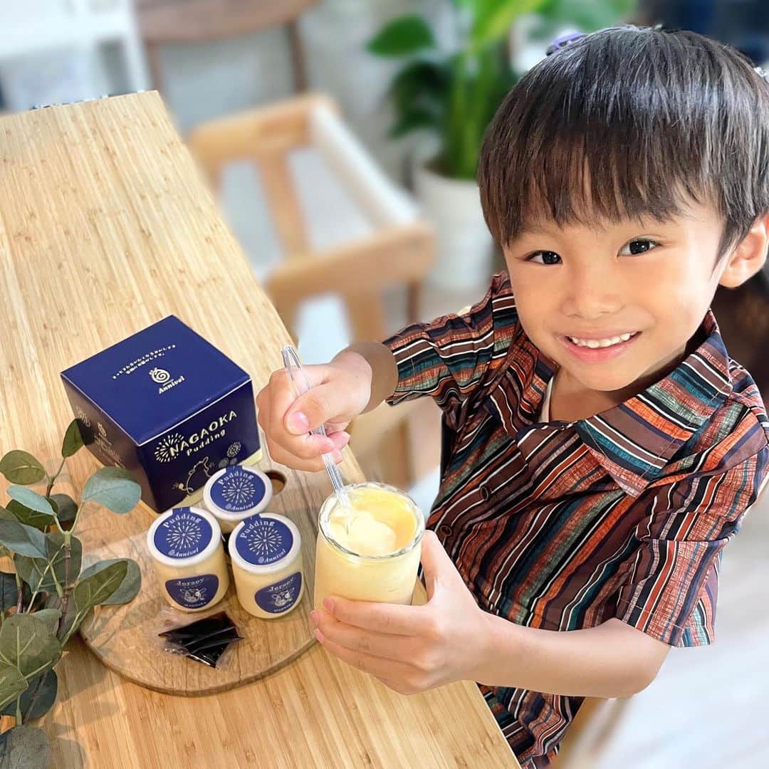 のインスタグラム：「#お取り寄せ 💕  長岡ジャージープリン🍮 @patisserieannivel  ジャージー乳100%！！！ なめらかーでとろける こだわり詰まったプリン😋  そして嬉しい保存料無添加💡 日持ちもながーくてありがたい👌  はちきゅう兄弟も大喜びで みんなで素敵な スイーツタイムになりました☺️  長岡といえば花火よね🎆 パッケージにも花火が描かれ ギフトにも喜ばれそう〜💓  PR @patisserieannivel  #パティスリーアニヴェル #アニヴェル #新潟スイーツ #新潟グルメ #長岡市スイーツ #洋菓子 #プリン #長岡市プリン」