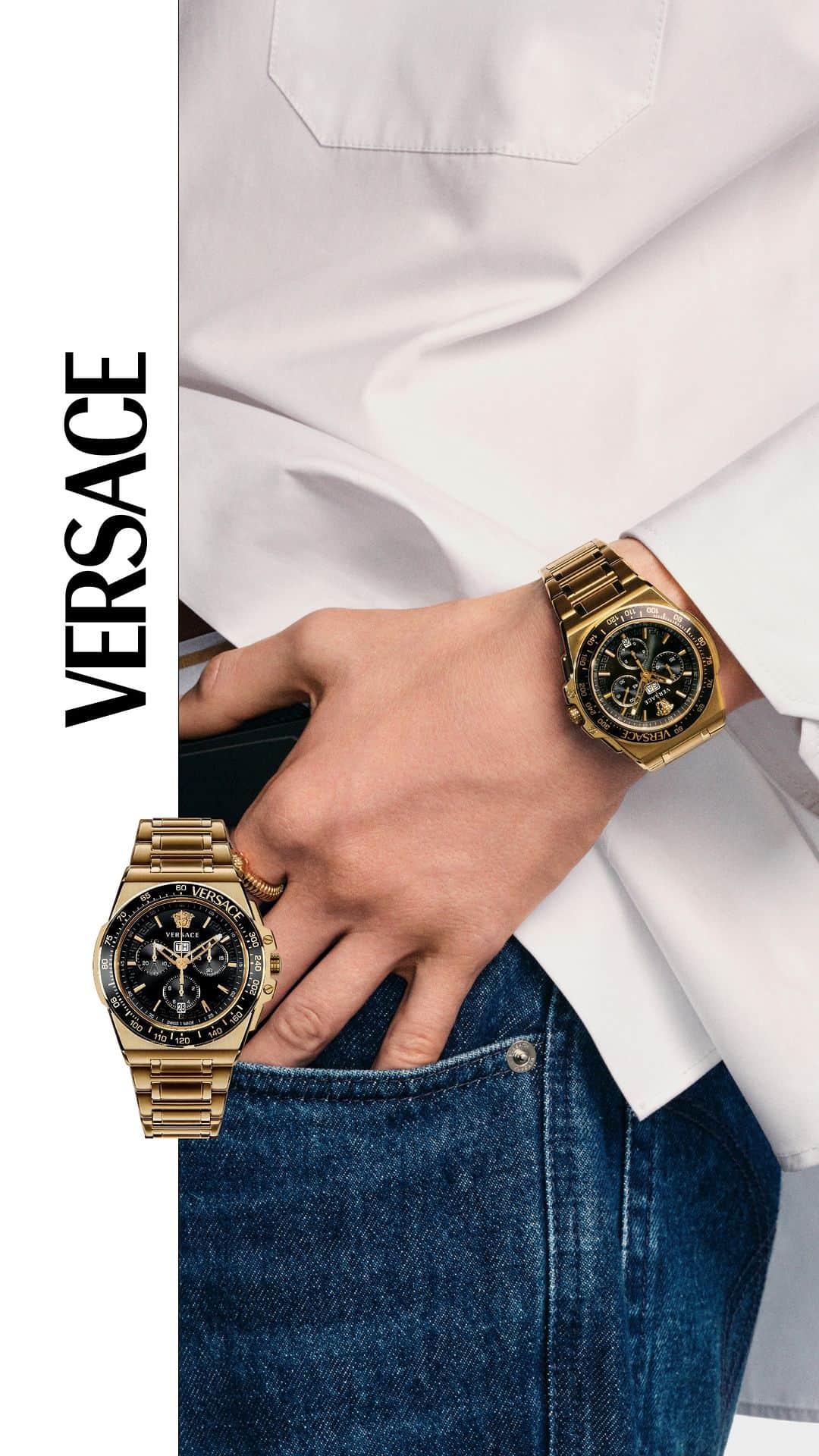 ジャンニヴェルサーチのインスタグラム：「A Versace Watches Advertisement  Sponsored by Versace  #VersaceWatches #VersaceFW23 #AD」