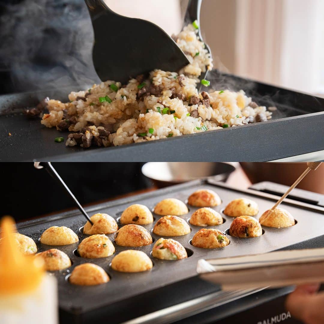 BALMUDA (バルミューダ) さんのインスタグラム写真 - (BALMUDA (バルミューダ) Instagram)「BALMUDA The Plate Proだからできる数々のおいしさ . BALMUDA The Plate Proは、均一に熱を伝えるクラッドプレートと、温度制御による理想の火入れで、食材を本格的な味わいに。 プレートの上でお肉をスマッシュするライブ・チーズバーガーや、絶妙な焼き加減のステーキ。お店さながらのライブ感を楽しめるお好み焼きやカリッカリの餃子など、家族や友人と盛りあがるおいしさがたくさん。 デザートにおすすめなのが、クレープ。お店のような薄くてなめらかな仕上がりは、正確な温度制御のBALMUDA The Plate Proだからこそ。お好みのトッピングでお楽しみください。 . さらに、別売りプレートがあれば、ガーリックライスやアクアパッツァ、たこ焼きなど、調理の幅がぐんと広がります。ぜひ、バルミューダだけのライブキッチン体験と特別なおいしさをお楽しみください。 . ＼予約期間限定！サーロインステーキをプレゼント／ BALMUDA The Plate Proの発表を記念して、バルミューダオンラインストアおよびBALMUDA The Store Aoyamaにて、BALMUDA The Plate Proを予約していただいたお客様から抽選で200名の方に、栃木県・前田牧場 赤身サーロインステーキ 200g（2~3人前）が当たるキャンペーンを実施しています。10月11日（水）までの期間限定。詳しくは、プロフィール画面のハイライト「キャンペーン」をご覧ください。 . . #BALMUDAThePlatePro #バルミューダザプレートプロ #ホットプレート #バルミューダの新製品 #ライブキッチン #BALMUDA #バルミューダ」9月18日 18時30分 - balmuda