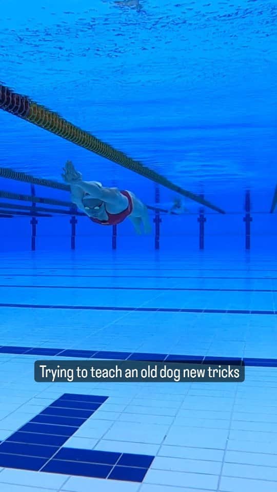 ケイト・キャンベルのインスタグラム：「Taking the new back out for a spin this afternoon with some underwater butterfly kick drills...I've never been good at underwater kicking, but it's never too late to improve 🤓」