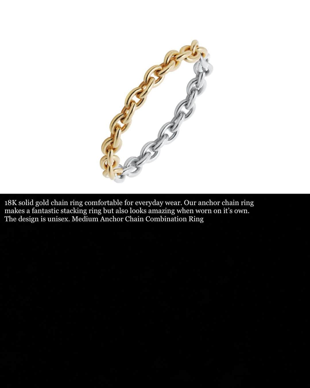 アーカーのインスタグラム：「Medium Anchor Chain Combination Ring Available at fivethirtypark.com⛓️  #530park #fivethirtypark #mensjewelry #unisexjewelry #unisex #GenderNeutralJewelry #jewelry #jewellery #finejewelry #ファイブサーティパーク #ユニセックスジュエリー #メンズジュエリー」