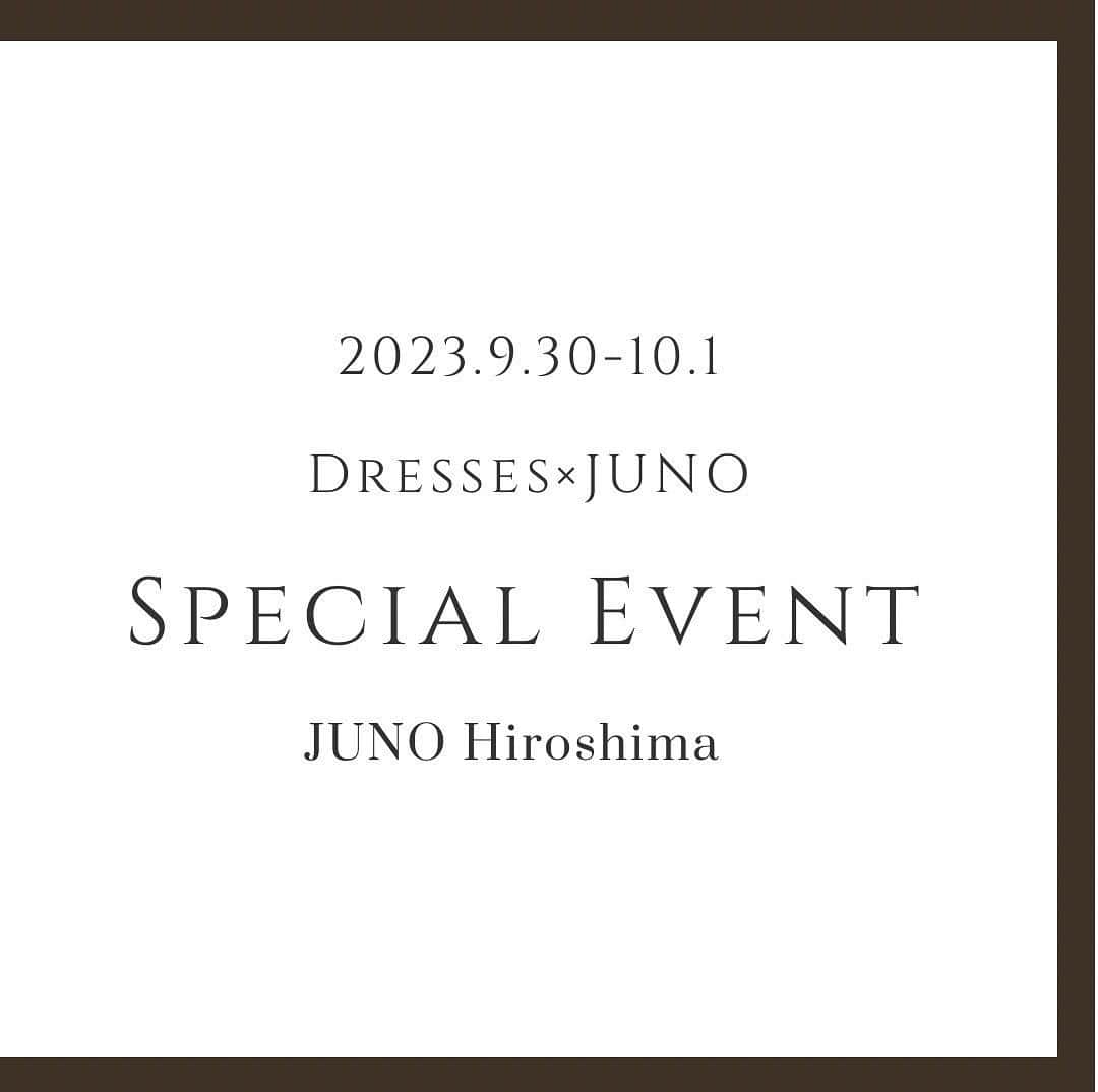 Dresses (ドレッシーズ)のインスタグラム：「. JUNO×Dressesスペシャルフェア ドレスが着れる結婚式場選びイベント開催決定！  ドレスショップJUNOとDressesブライダルカウンターの スペシャルコラボフェアを 2日間限定で開催いたします。   ✓結婚が決まったばかりの方 ✓結婚式のスタイルに迷われている方 ✓お目当ての結婚式場がある方　　　など  あらゆる方の悩みをスッキリと解決できるイベントです✨  ーーーーーーーーーーーーーーーーーーーーーー   ◆日程：9/30(土)～10/1(日)  　10：00～／13：00～／16：00～  ◆開催場所：JUNOヒルトン広島  ◆スペシャルフェア特典内容  ①ファーストドレスフォト撮影データ ②スペシャルBOOK ③ヒルトン広島ケーキセットプレゼント ④Dresses限定衣装割引 ⑤選べる花嫁美容特典  ◆対象のお客様 ・これから結婚式場を探し始める方 ・式場見学のポイントを知りたい方 ・似合うドレスを見つけて結婚式場を選びたい方   ーーーーーーーーーーーーーーーーーーーーーー   ご予約はプロフィール欄のリンク専用フォーム  若しくはInstagramのDMよりご連絡くださいませ🕊   ご案内は完全ご予約制となり、大変人気のイベントのため  お早めのご予約をおすすめいたします。   #プレ花婿  #プレ花嫁  #ドレス選び  #ドレッシーズブライダルカウンター #ドレッシーズ #ブライダルカウンター  #結婚式場探し #式場探し #結婚式場見学 #式場見学 #結婚式場選び #式場選び #結婚準備 #結婚準備中 #式場紹介 #結婚式場紹介 #式場紹介」
