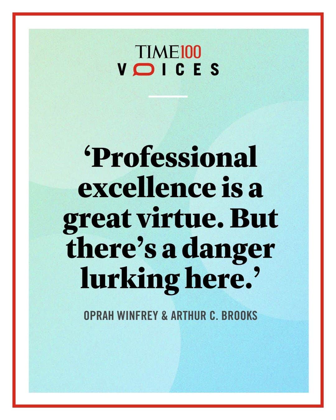 TIME Magazineのインスタグラム：「Oprah Winfrey and Arthur C. Brooks reflect on the dangers of identifying yourself through your work for #TIME100Voices.   "You are not your job," they write. "Take your eyes off the distorted reflection, and have the courage to experience your full life and true self."  Learn how to separate your work from your identity at the link in bio.」