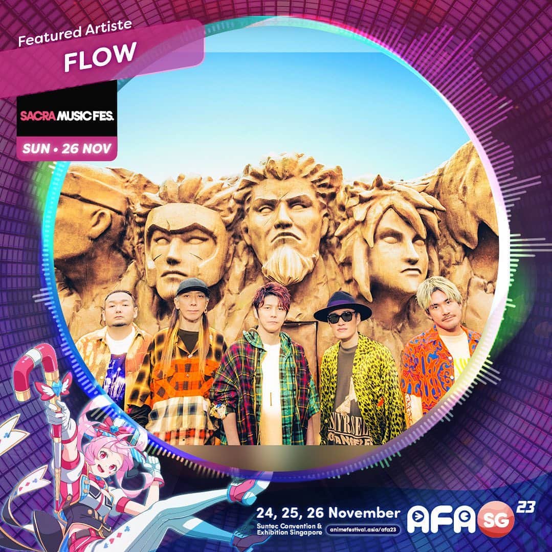 FLOWのインスタグラム：「. 11月24日（金）～26日（日）にシンガポールで開催されるJ-POPカルチャーイベント「Anime Festival Asia Singapore 2023」にFLOWの出演が決定しました！  FLOW will appear at the J-POP culture event "Anime Festival Asia Singapore 2023" to be held in Singapore from November 24th to 26th !  🗓️2023年11月24日～26日 📍 Suntec Singapore Convention & Exhibition Centre」