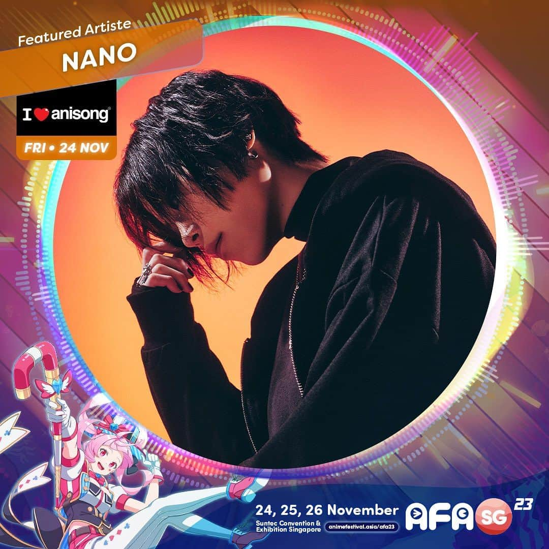 ナノのインスタグラム：「📣ANNOUNCEMENT‼️  I am back in Anime Festival Asia Singapore this November!! 🇸🇬  I am SO psyched and cannot wait to rock on again with you after 5 years!! 😭🫶  Let's go!!!!!!!!!!!!!!!!!!!!!  🔗 http://animefestival.asia/afa23」