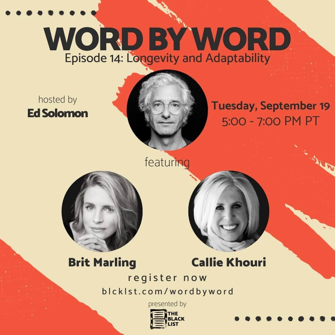 ブリット・マーリングのインスタグラム：「tomorrow night y’all 5pm PT — free writing seminar — come sesh on story. @edsolomon8 (penned absolute classics — Men in Black —among many other things) hosting #calliekhouri and me. Callie wrote #thelmaandlouise , which I’ve probably seen a dozen times and was one of the movies that made me want to write stories for women when I was trying to make my way as an actor.   Register for free — link in stories.  donations optional — all proceeds go to @tusctogether, the Entertainment Communituy fund and the Hollywood Support Staff Relief Fund. Help us continue to support the crew and all folks effected by the work stoppage of the strikes 💪🏼 #wgastrong #sagaftrastrong #wordbyword」