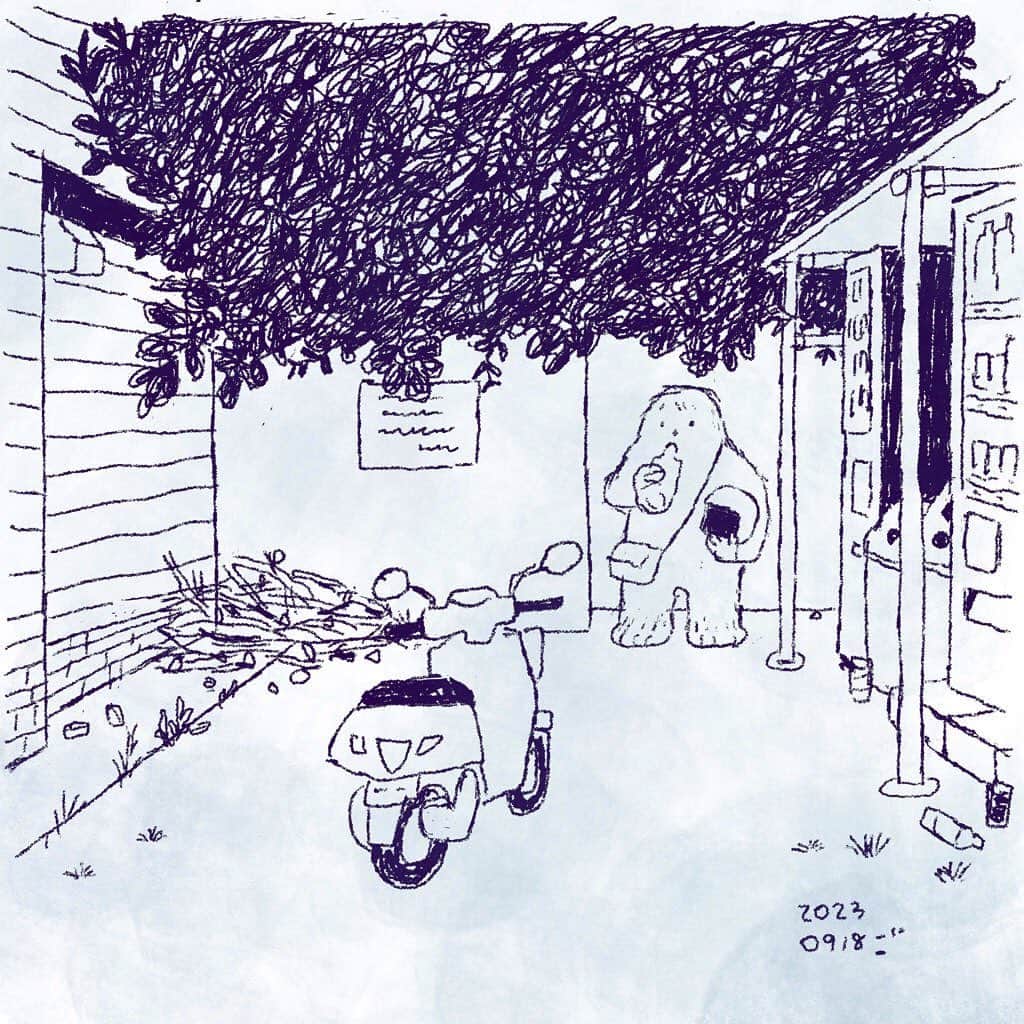 合田経郎のインスタグラム：「まだ暑い。 #週末スケッチ　#らくがき生活　#sketch #weekendsketch」