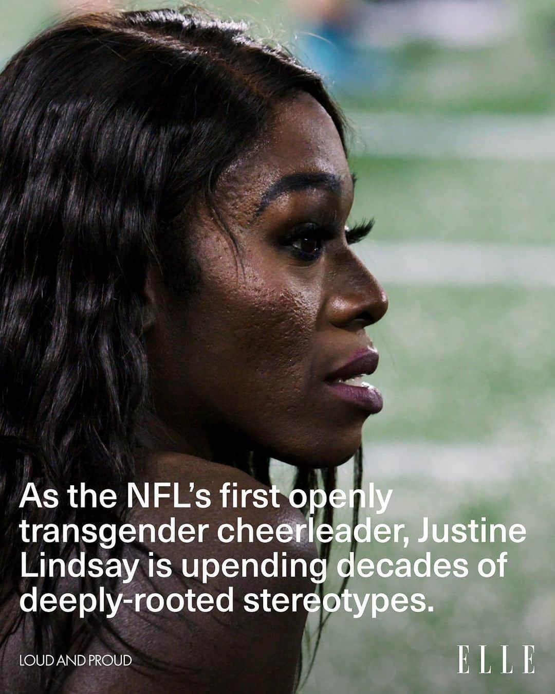 ELLE Magazineさんのインスタグラム写真 - (ELLE MagazineInstagram)「Last year, Justine Simone Lindsay became the NFL’s first openly transgender cheerleader. For many football fans, her presence in the @panthers stadium has symbolized the start of a new chapter for NFL cheer, one where “it’s okay to be your most authentic self,” Lindsay says. As transgender voices continue to be silenced all across the country, Lindsay is making hers louder than ever this season. “Did I think making the team would have that much impact? No, not at first,” she says. “But I just was like, ‘You know what? If I'm going to do this, I'm going to do this.’” Link in bio to read @minutaglio's exclusive profile of the history-making cheerleader. Produced by @lohack5」9月19日 0時20分 - elleusa