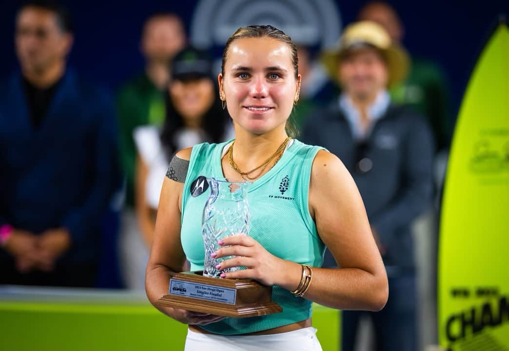 ソフィア・ケニンのインスタグラム：「Great week in San Diego getting to the finals! Hard work has definitely been paying off! Thanks to everyone who supports me on this journey 😊」