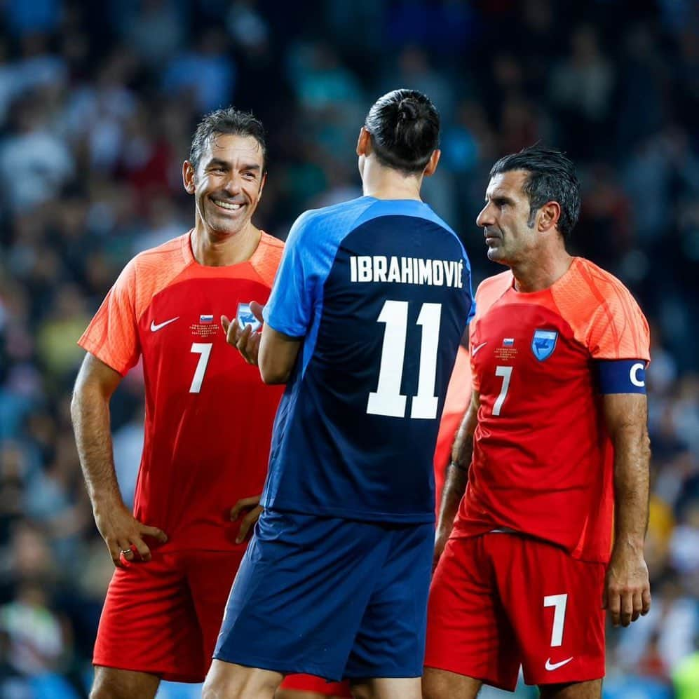 ロベール・ピレスのインスタグラム：「What do you think @iamzlatanibrahimovic was telling us at that moment ?? 😄  Thanks @slovenia for having us, great time for a great cause ! 🇸🇮」